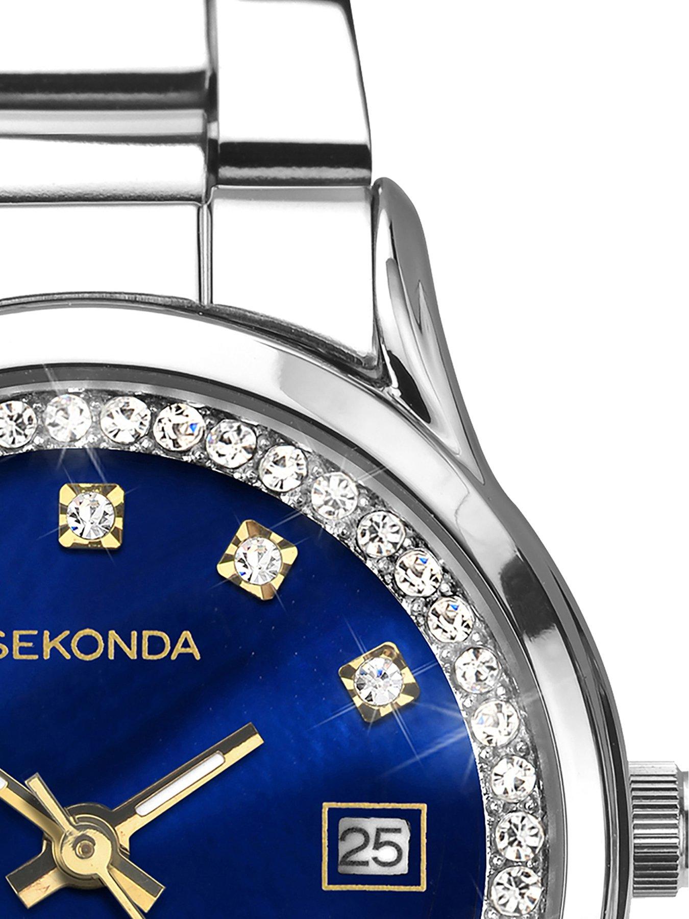 Image 2 of 6 of Sekonda Womens Catherine Silver Stainless Steel Bracelet with Blue Mother of Pearl Dial Analogue Watch Gift Set