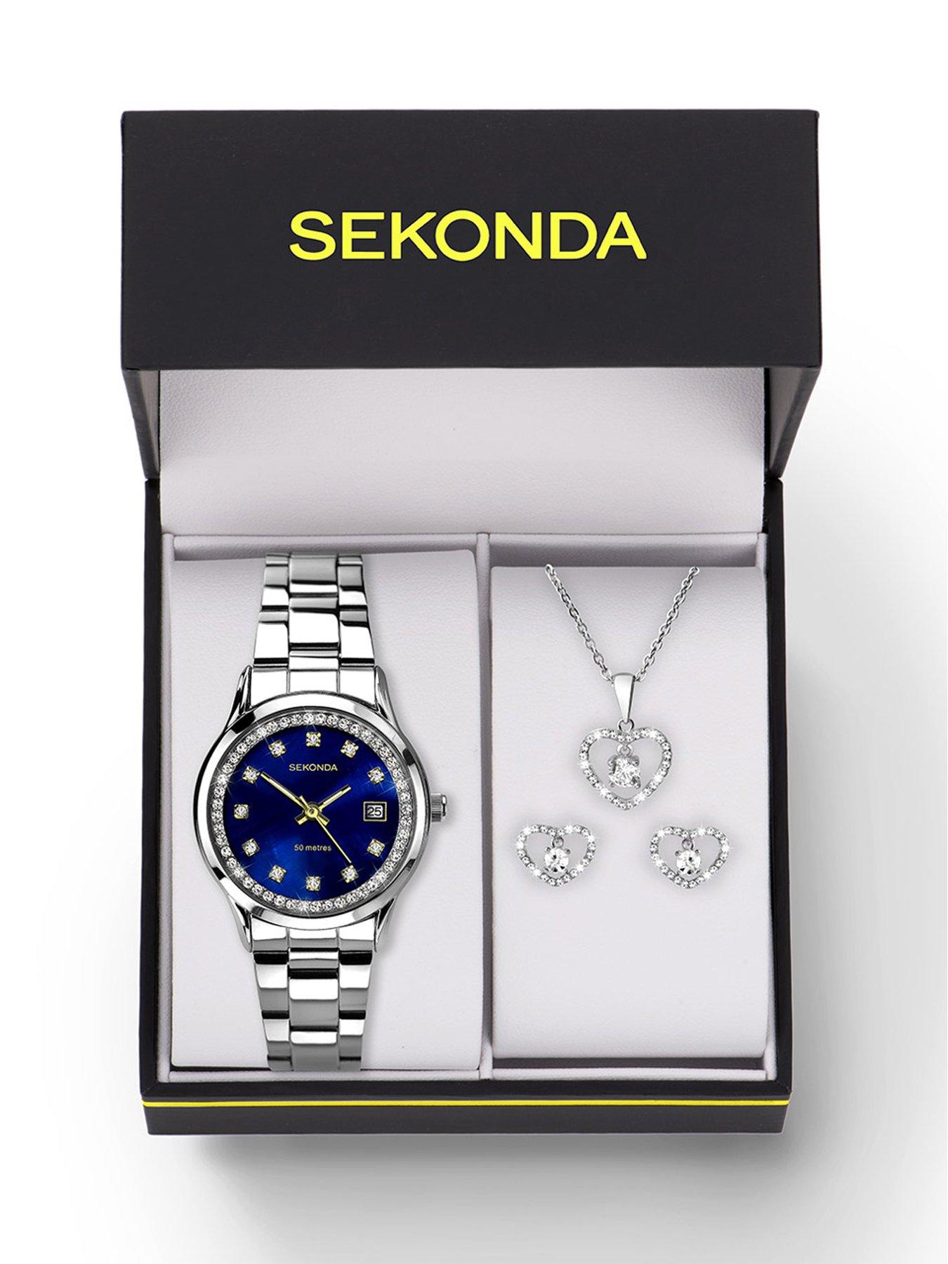 Image 6 of 6 of Sekonda Womens Catherine Silver Stainless Steel Bracelet with Blue Mother of Pearl Dial Analogue Watch Gift Set