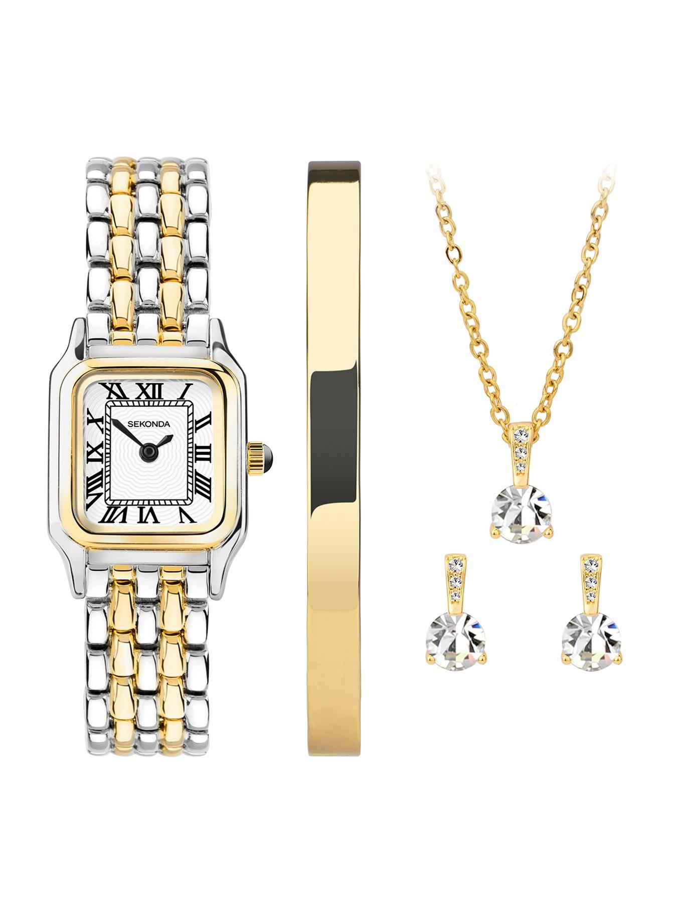 Image 1 of 6 of Sekonda Womens Monica Two Tone Alloy Bracelet with White Dial Analogue Watch Gift Set
