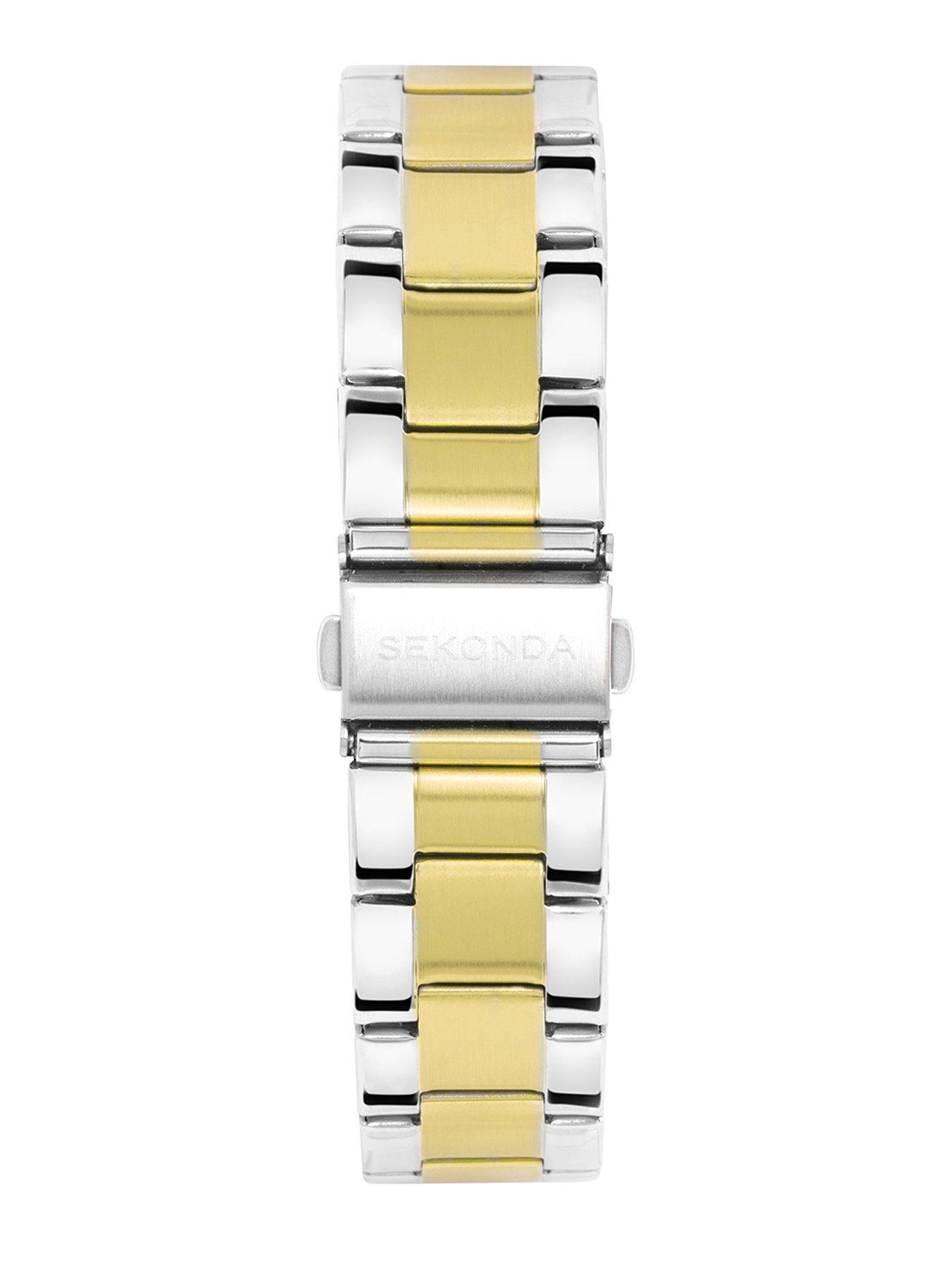 Image 5 of 6 of Sekonda His/Hers Taylor Two Tone Stainless Steel Bracelet with Black and Silver Dial Analogue Watch Gift Set