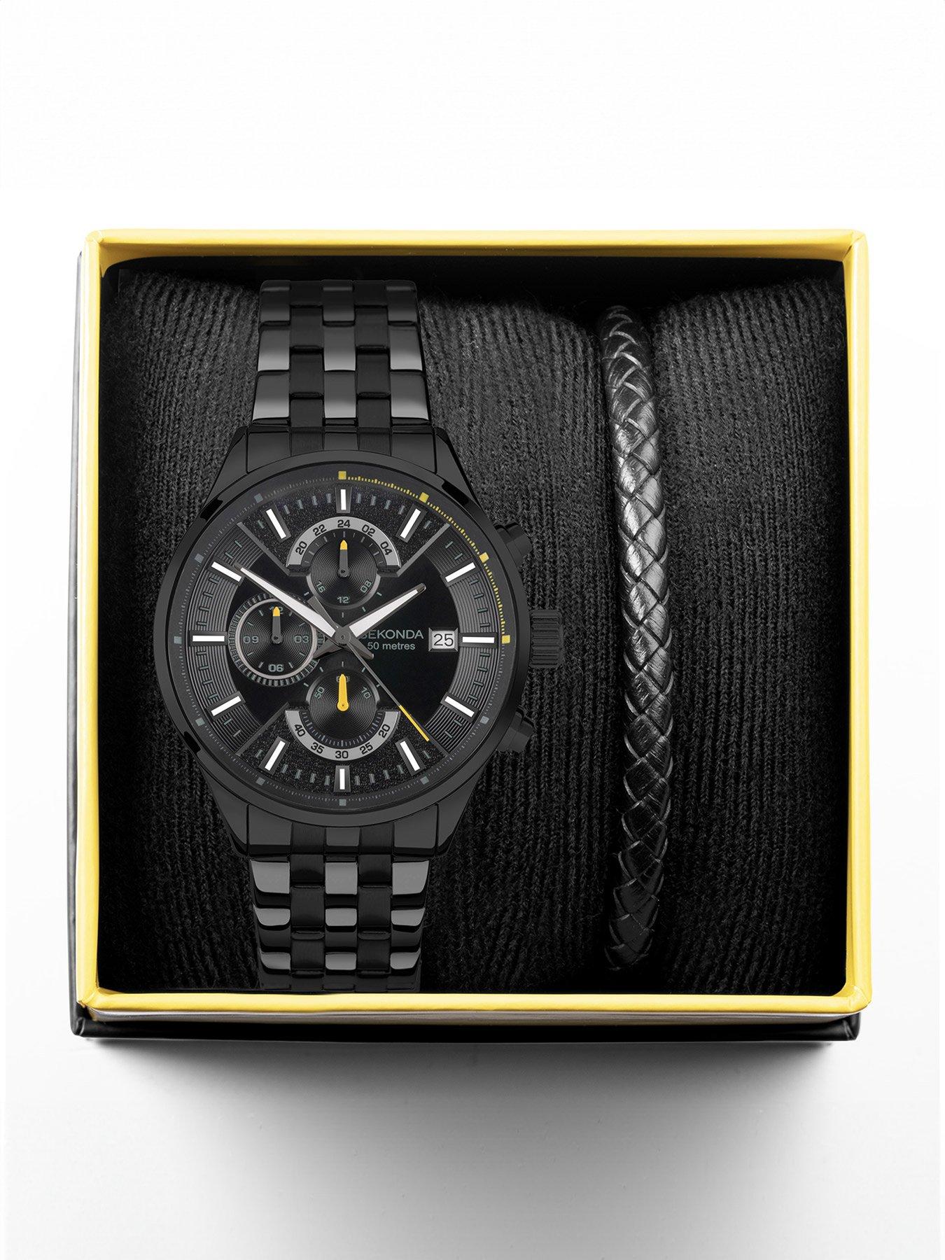 Image 6 of 6 of Sekonda Mens Speed Black Stainless Steel Bracelet with Black Dial Analogue Watch Gift Set