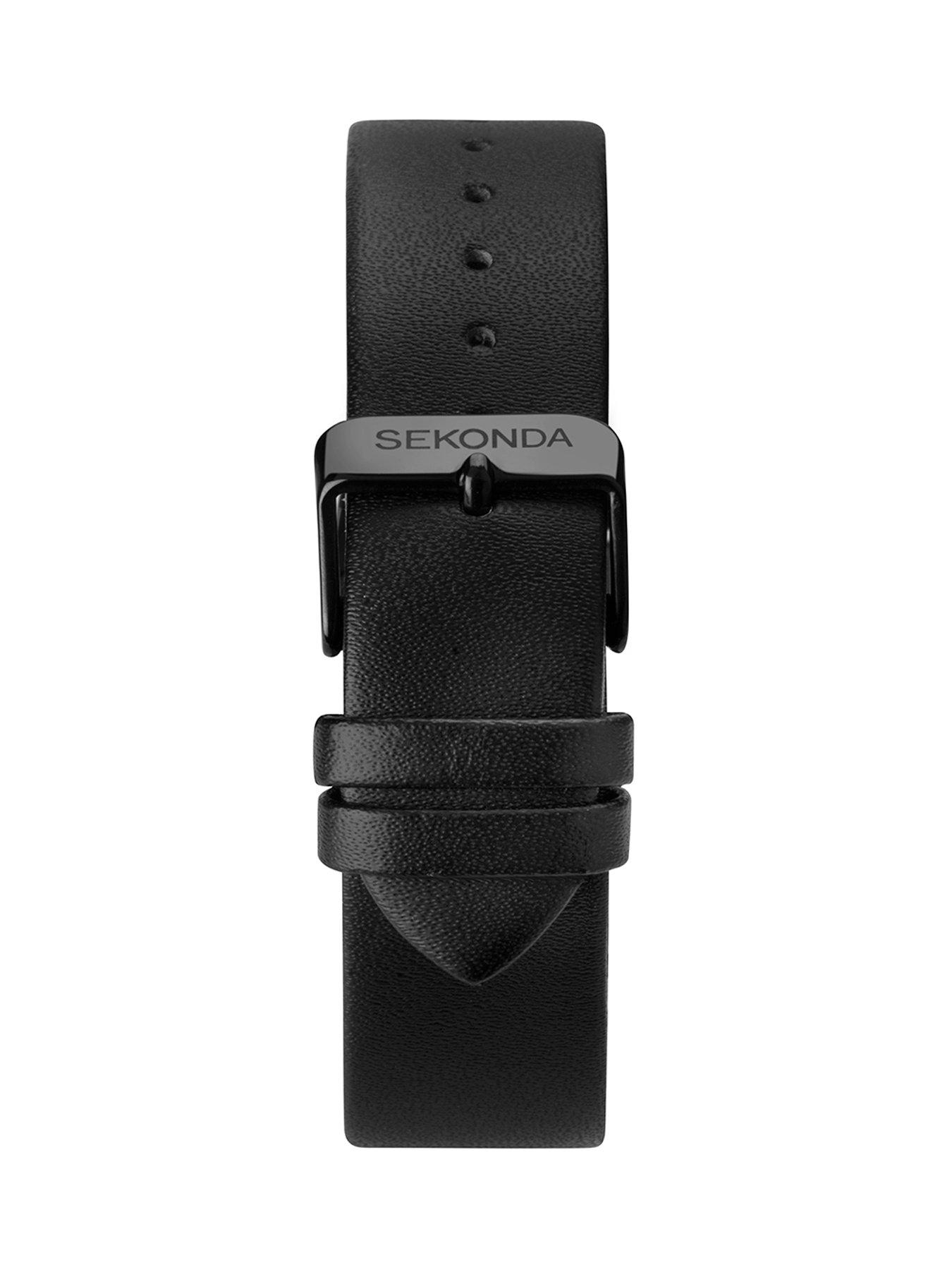  image of sekonda-mens-nordic-black-leather-strap-with-blue-dial-chronograph-watch-gift-set