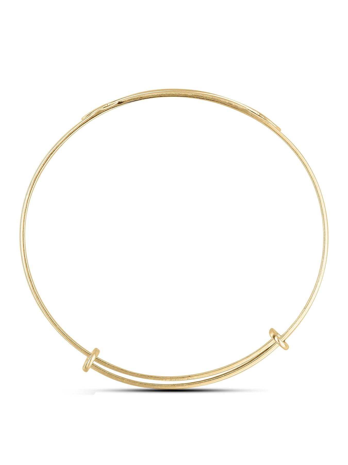  image of the-love-collection-yellow-gold-plated-silver-babies-celtic-diamond-set-personalised-id-expander-bangle