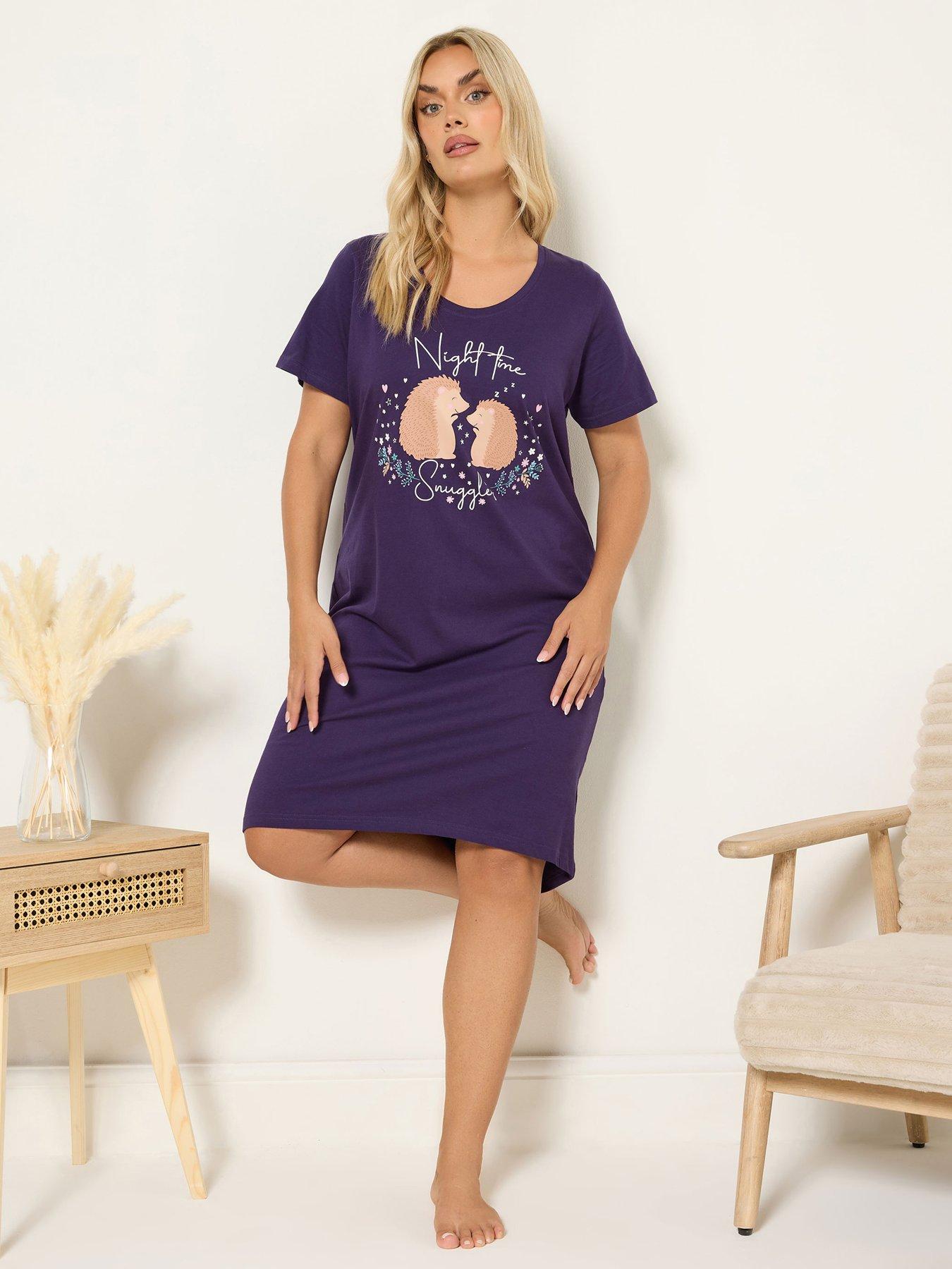 yours-curve-snuggles-short-sleeve-nightdress-purple