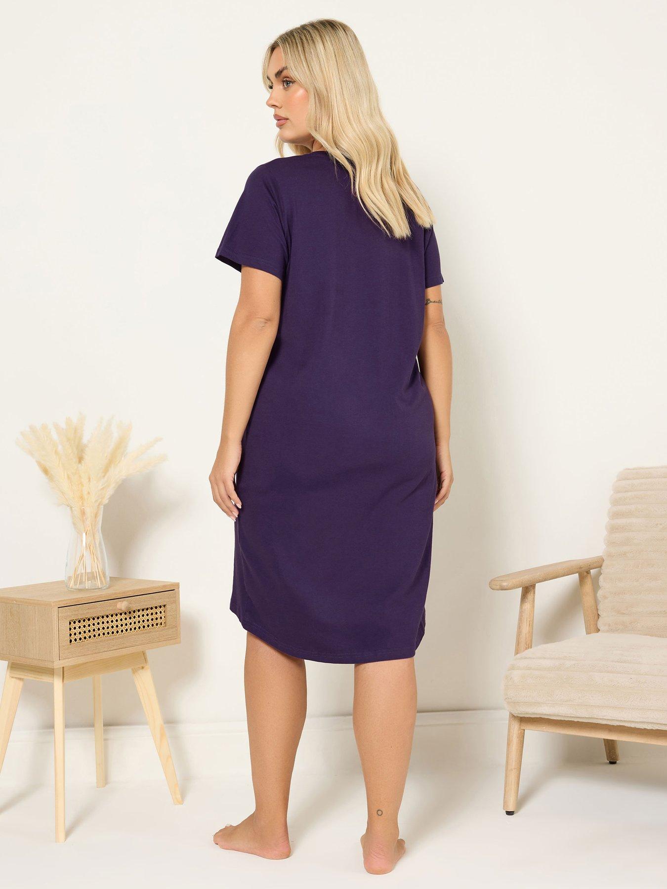  image of yours-curve-snuggles-short-sleeve-nightdress-purple