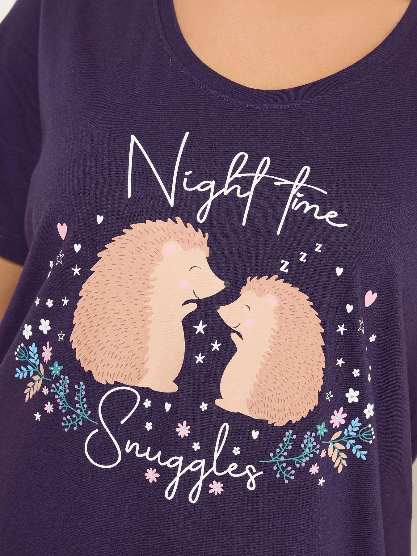 Image 4 of 4 of Yours Curve Snuggles Short Sleeve Nightdress - Purple