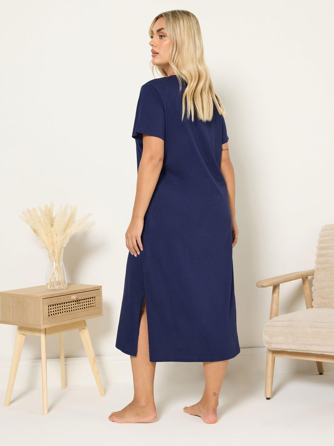 Image 2 of 4 of Yours Curve 2 Pack Love Sleep Midaxi Nightdress - Blue