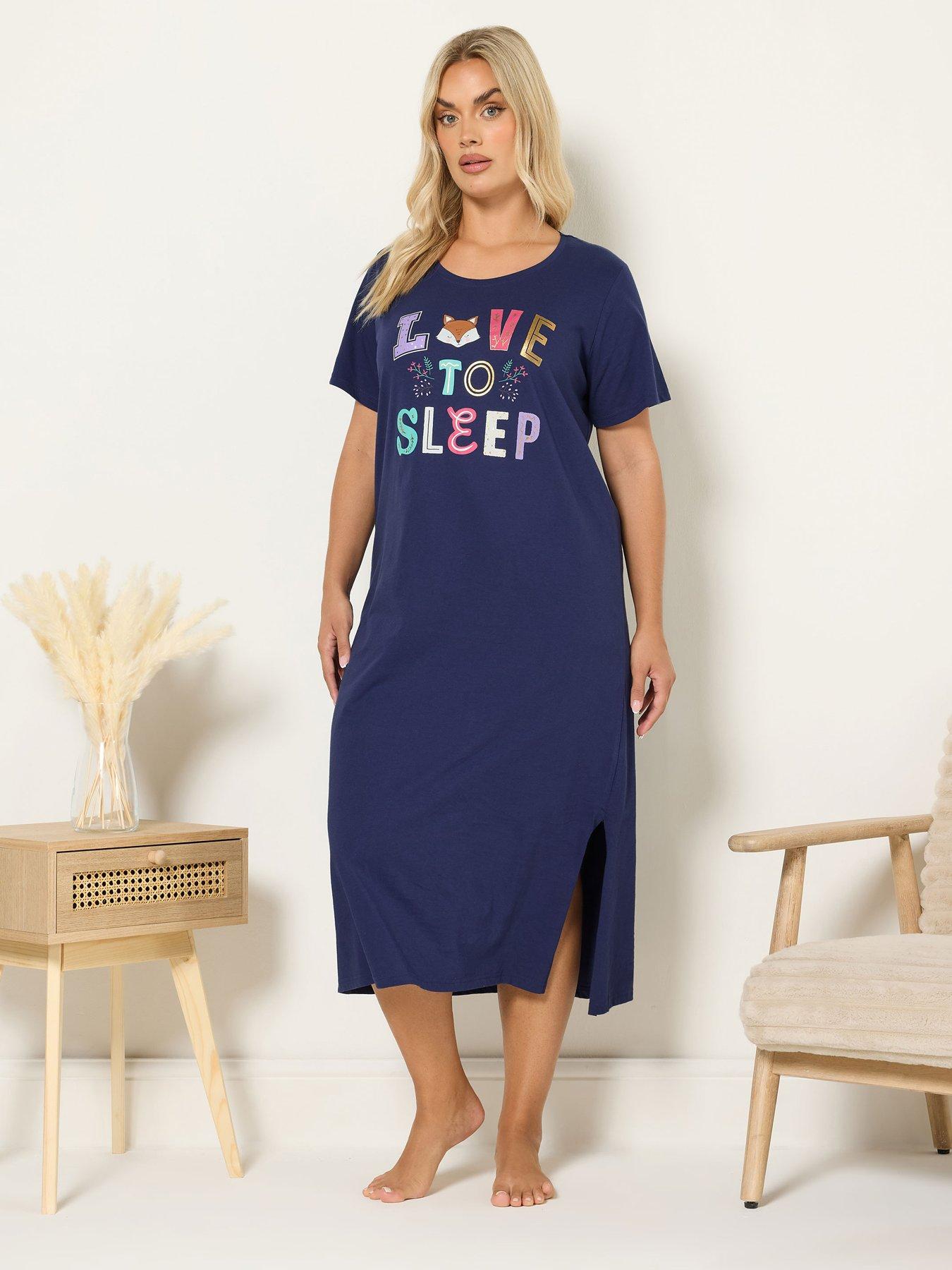Image 3 of 4 of Yours Curve 2 Pack Love Sleep Midaxi Nightdress - Blue