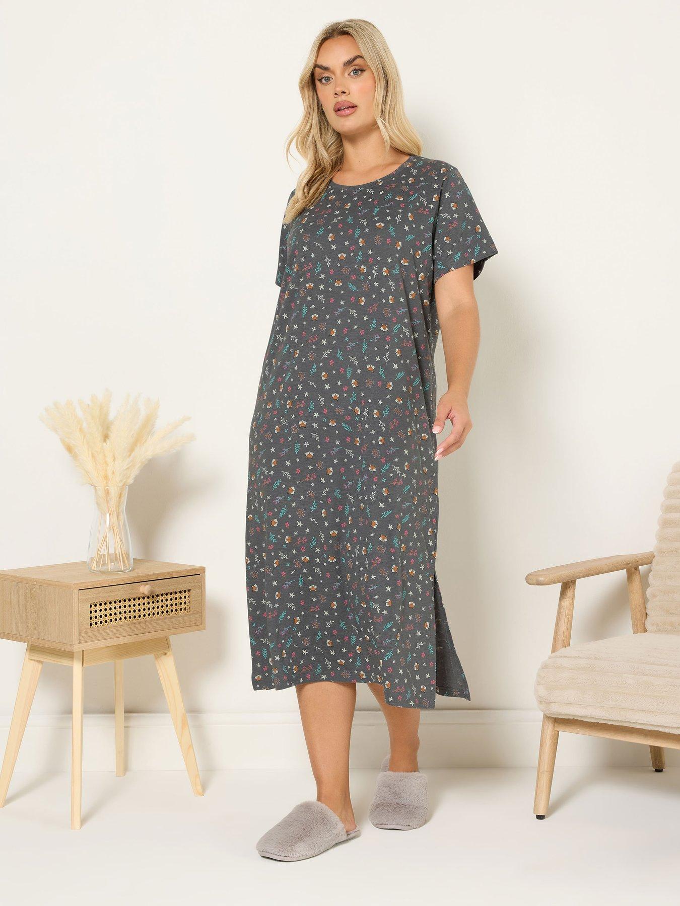 Image 4 of 4 of Yours Curve 2 Pack Love Sleep Midaxi Nightdress - Blue