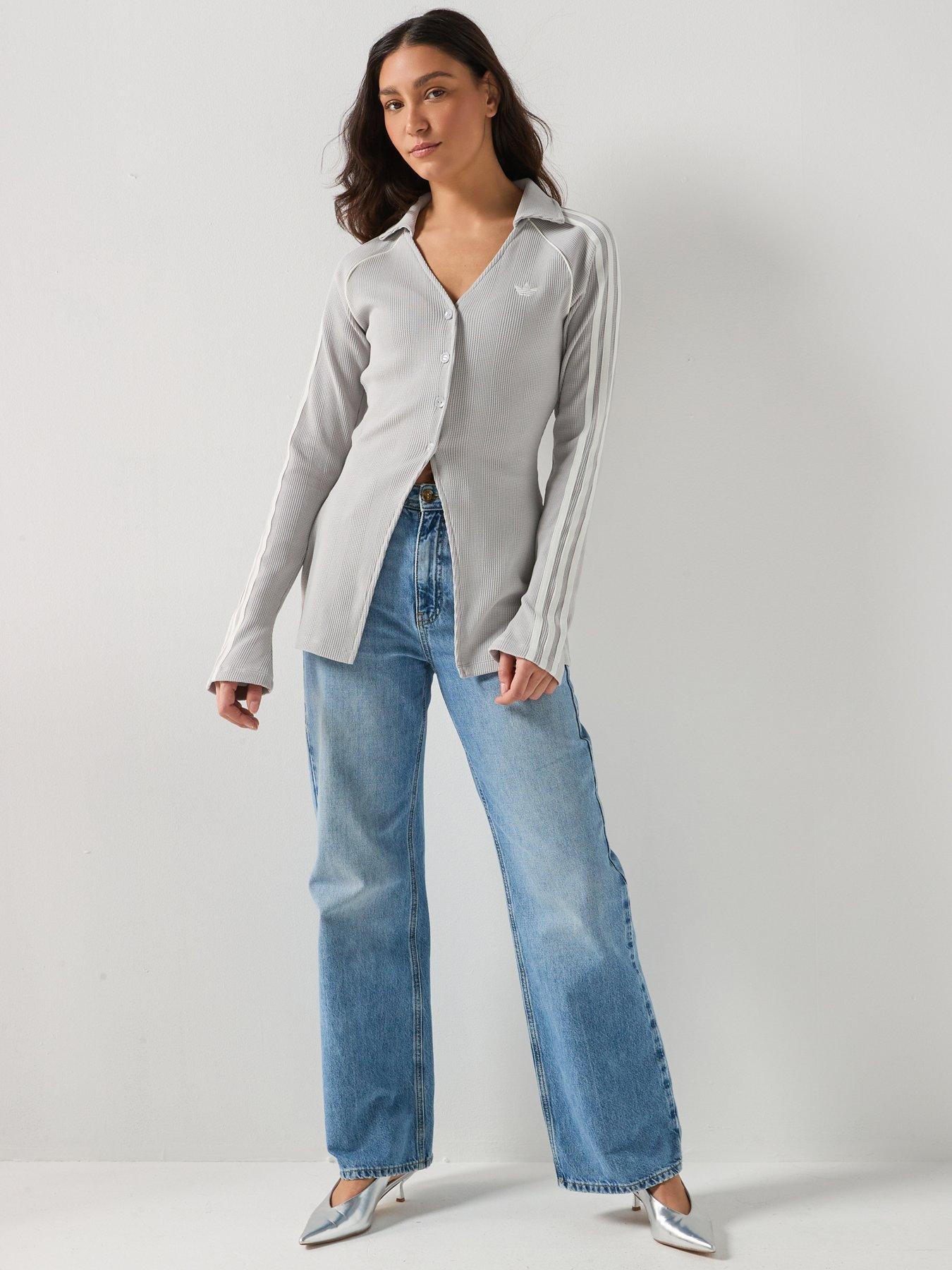 Image 3 of 5 of adidas Originals Womens Button Down Top - Grey