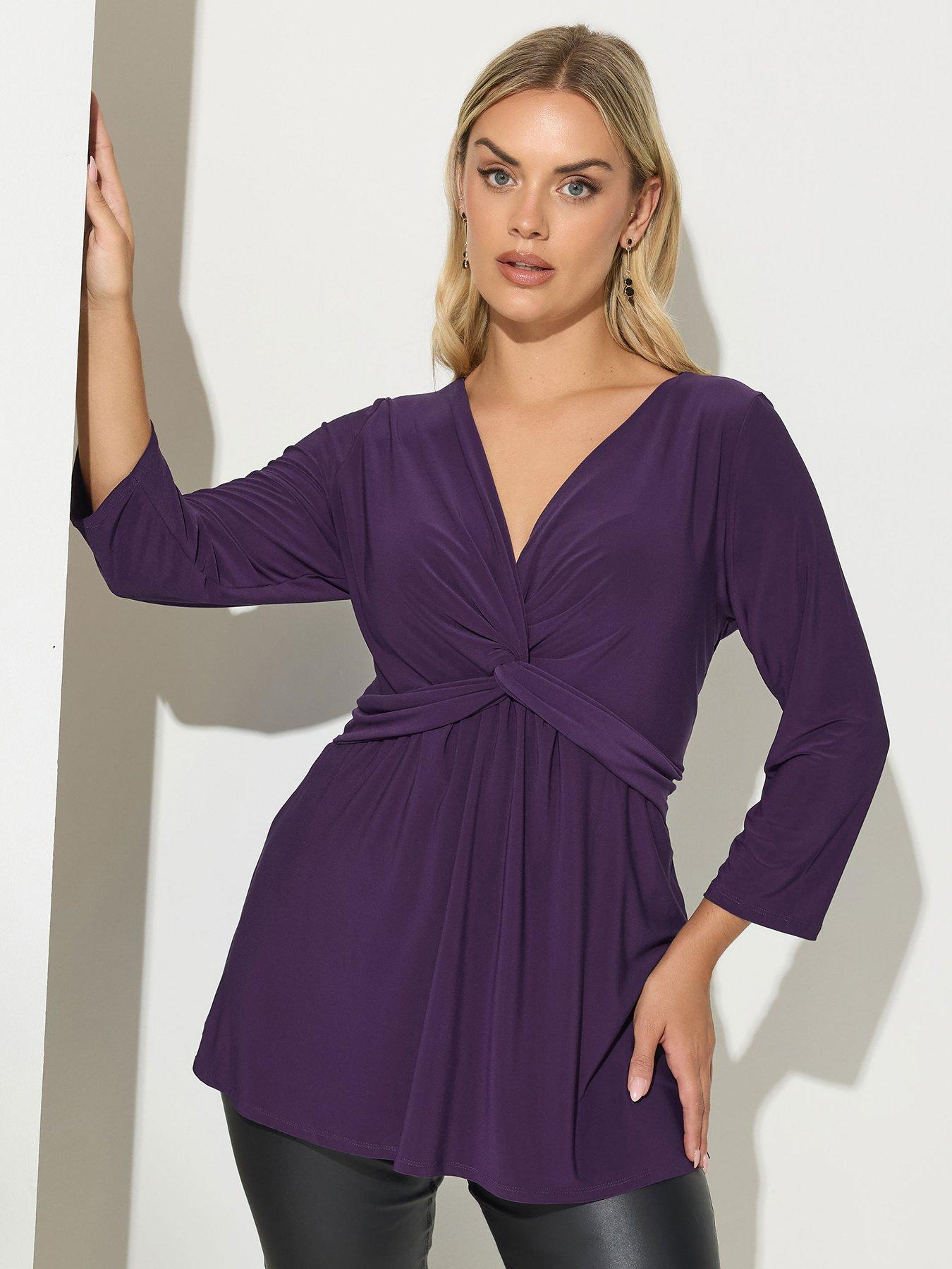 Image 1 of 4 of Yours Curve Knot Front Top - Purple