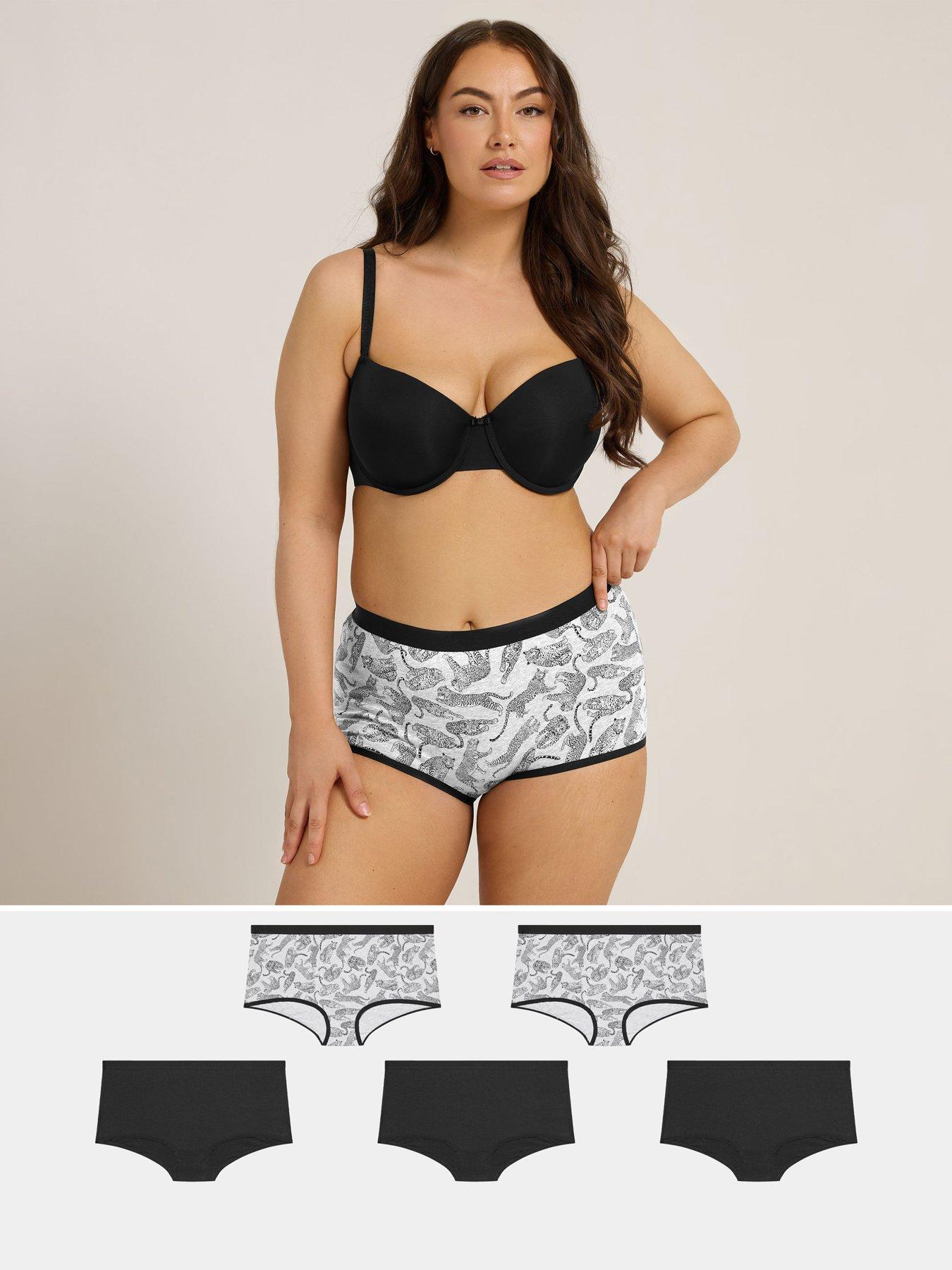 Yours Curve 5 Pack Leopard Print Shorts - Grey