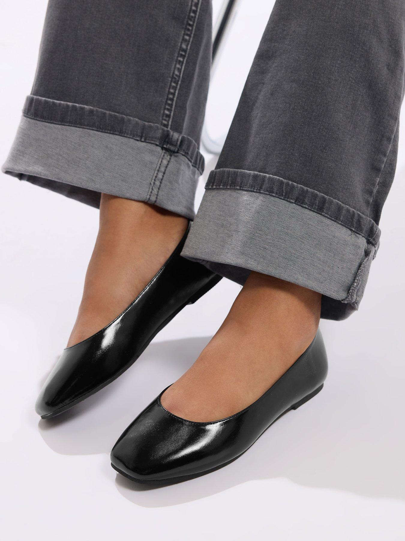 Image 4 of 4 of Yours Extra Wide Fit Square Toe Ballet Pump - Black