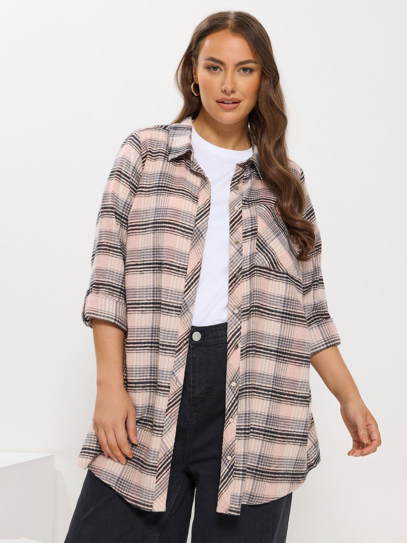 Image 1 of 4 of Yours Curve Boyfriend Check Shirt