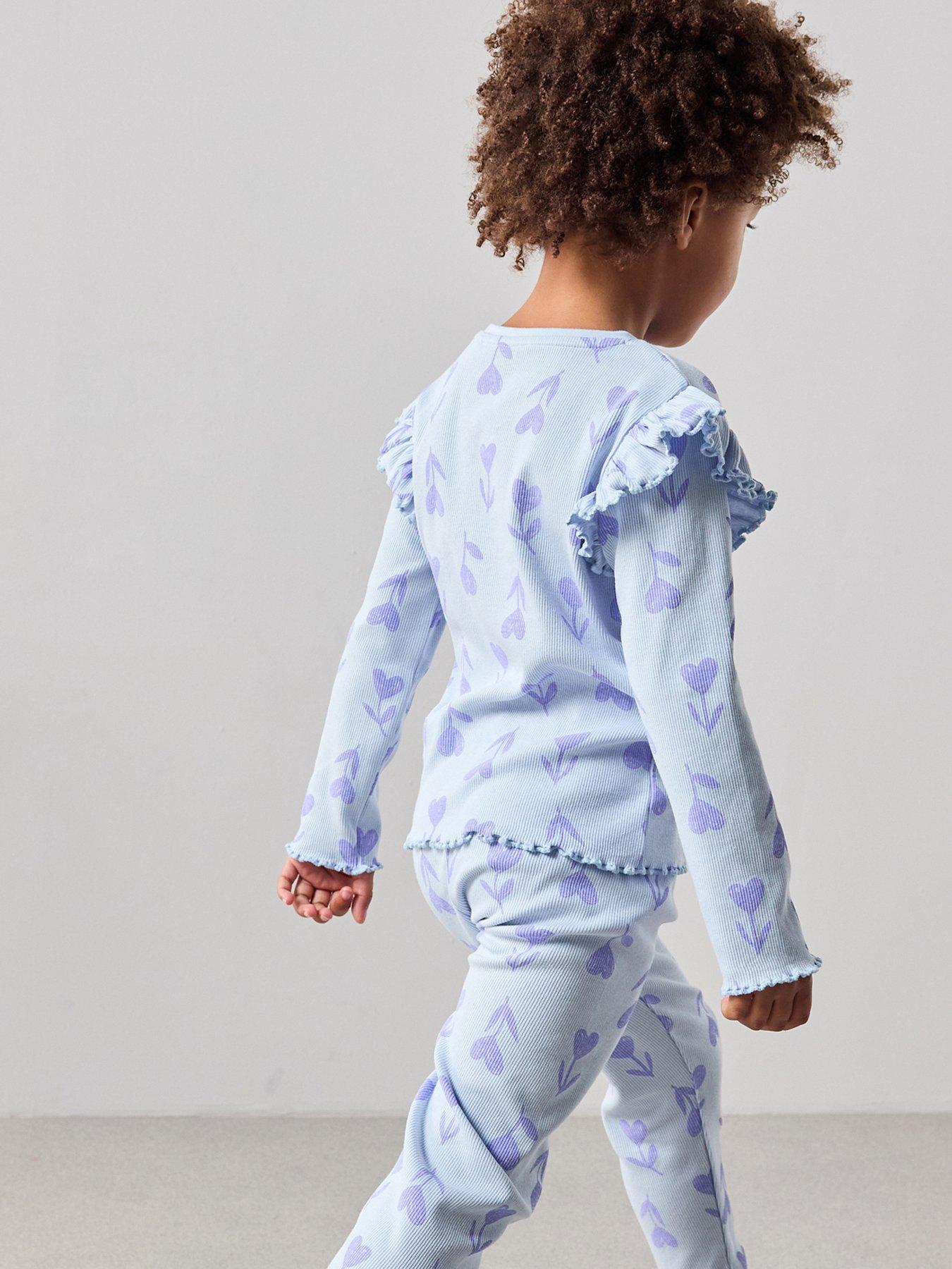 Image 2 of 6 of The Very Collection Girls Rib Jersey Tulip Print Pyjama Set - Purple