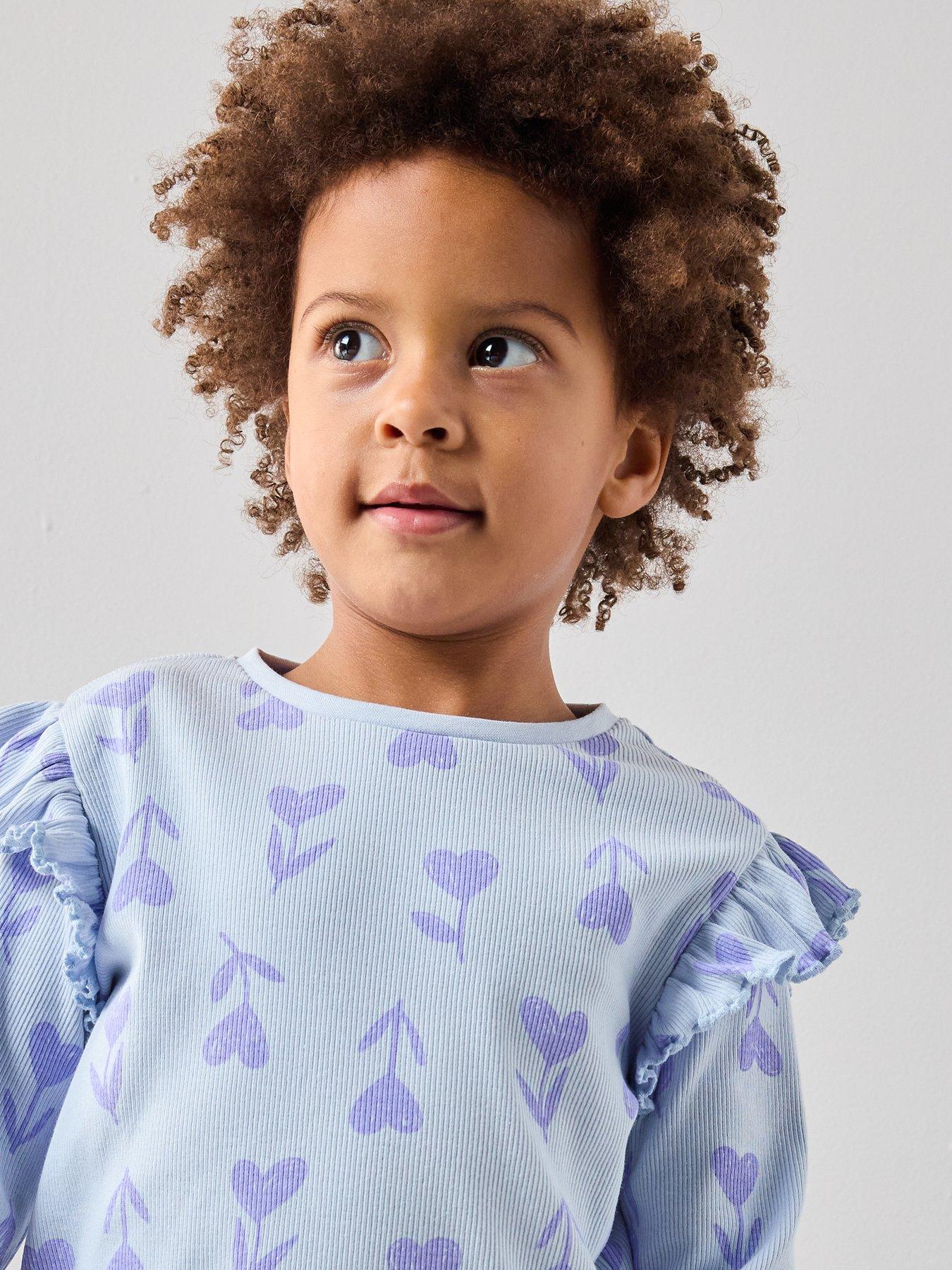 Image 3 of 6 of The Very Collection Girls Rib Jersey Tulip Print Pyjama Set - Purple