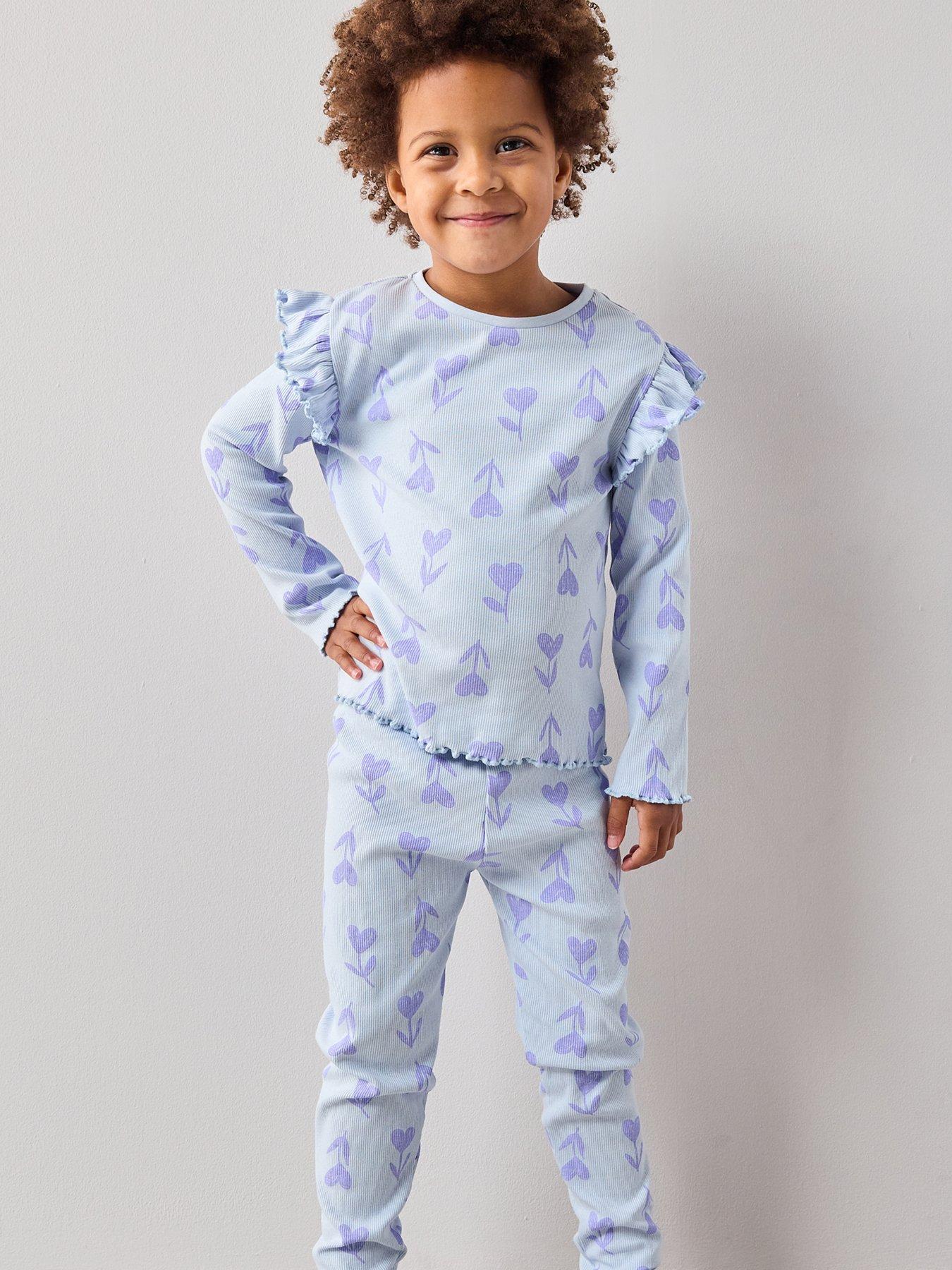 Image 5 of 6 of The Very Collection Girls Rib Jersey Tulip Print Pyjama Set - Purple