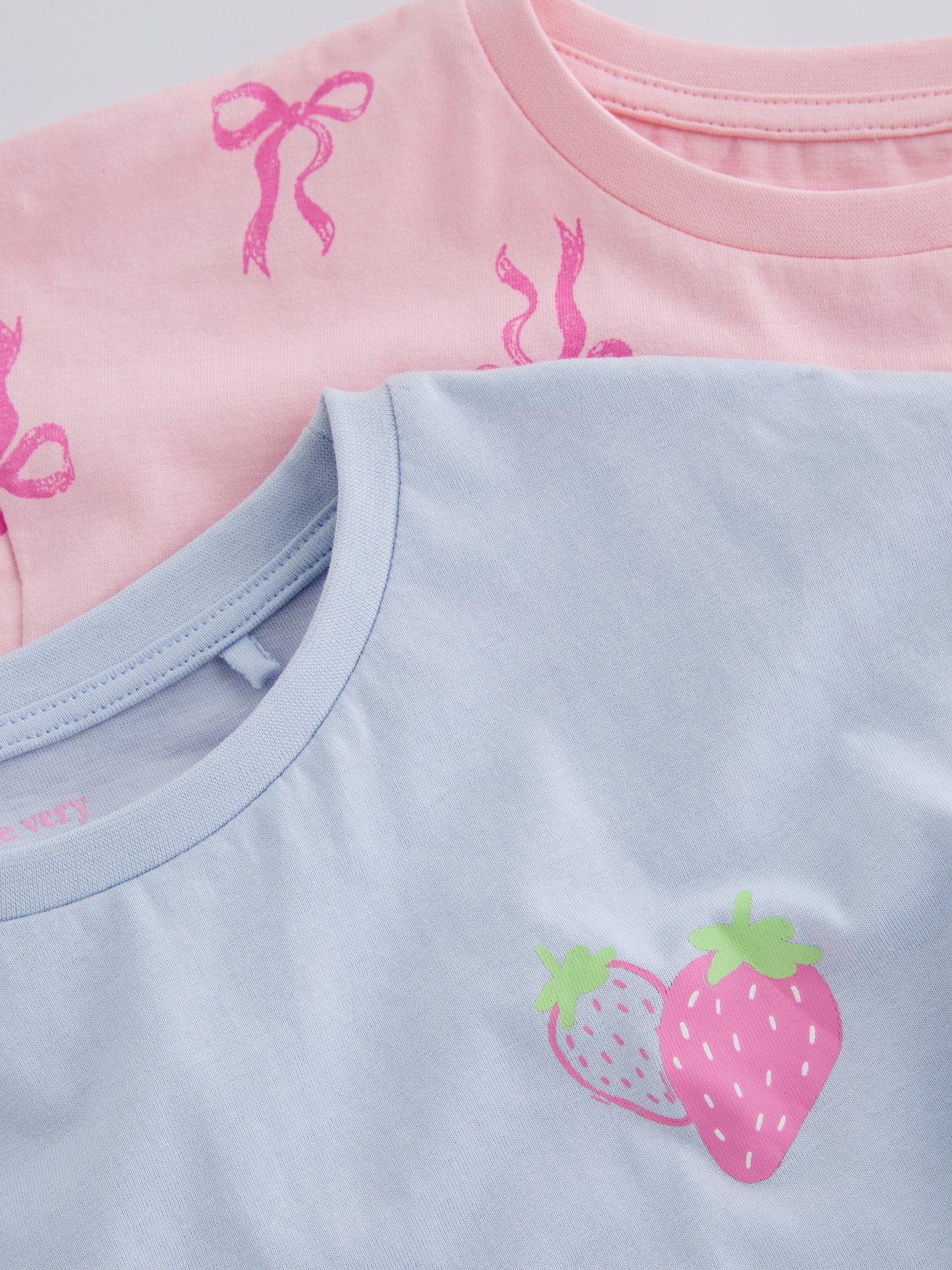 Image 4 of 5 of The Very Collection Girls 2 Pack Jersey Pyjamas - Pink/Blue