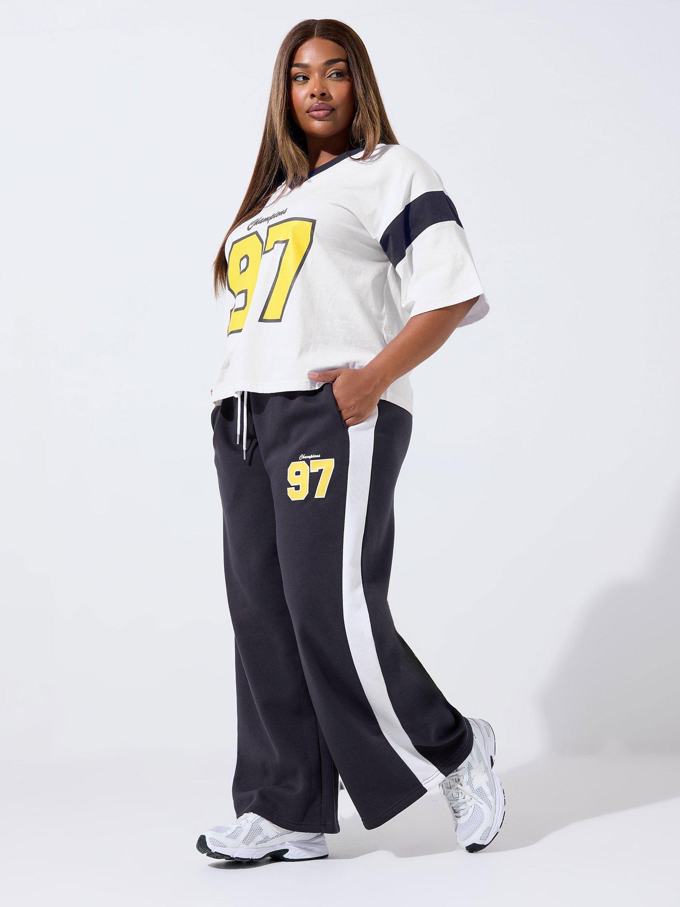 Image 3 of 4 of Yours Curve 97 Wide Leg Jogger - Blue