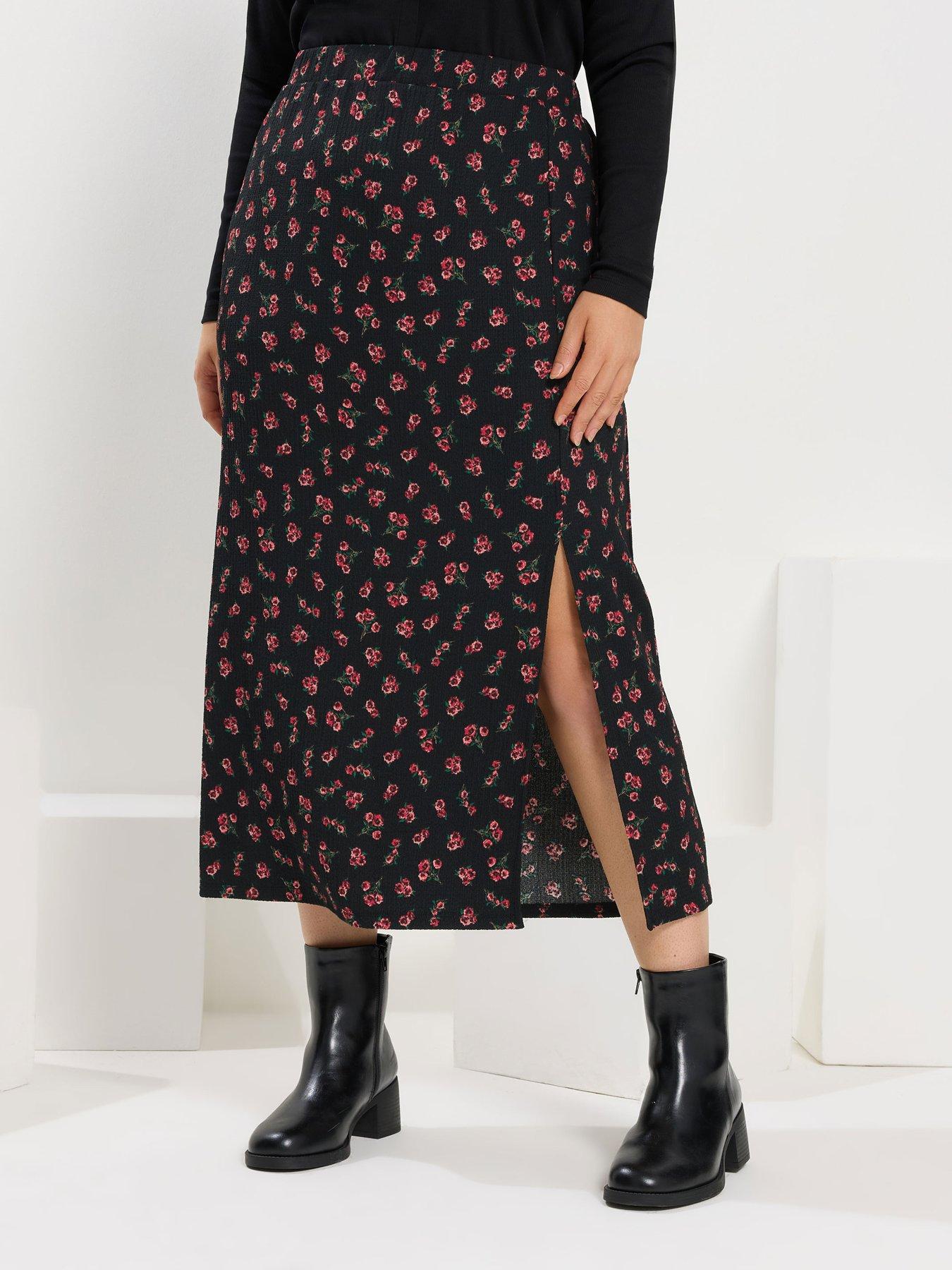  image of yours-curve-textured-tube-skirt-black