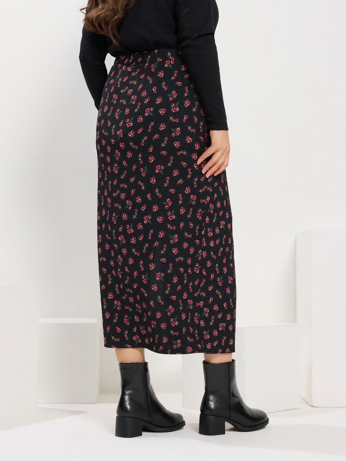  image of yours-curve-textured-tube-skirt-black