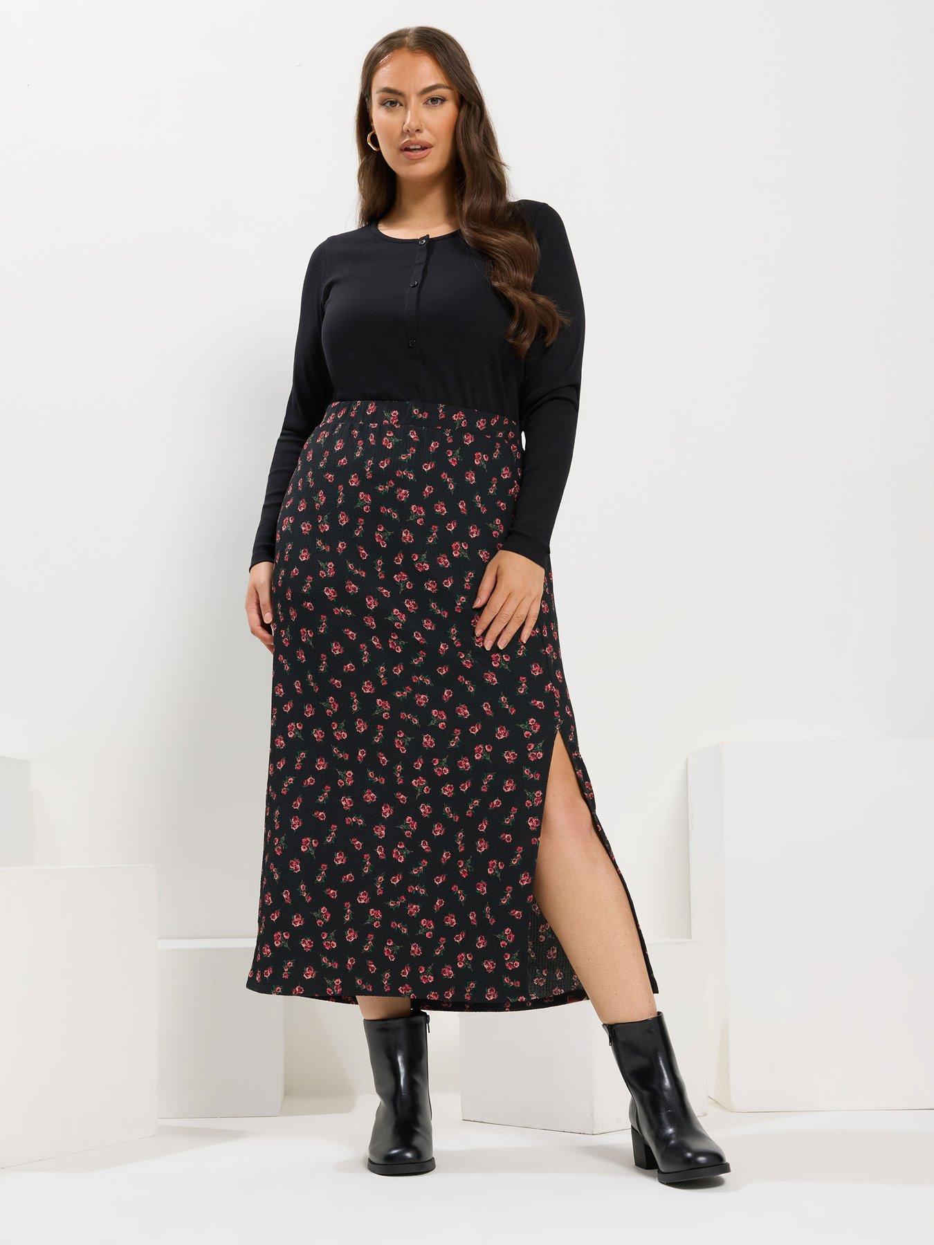  image of yours-curve-textured-tube-skirt-black