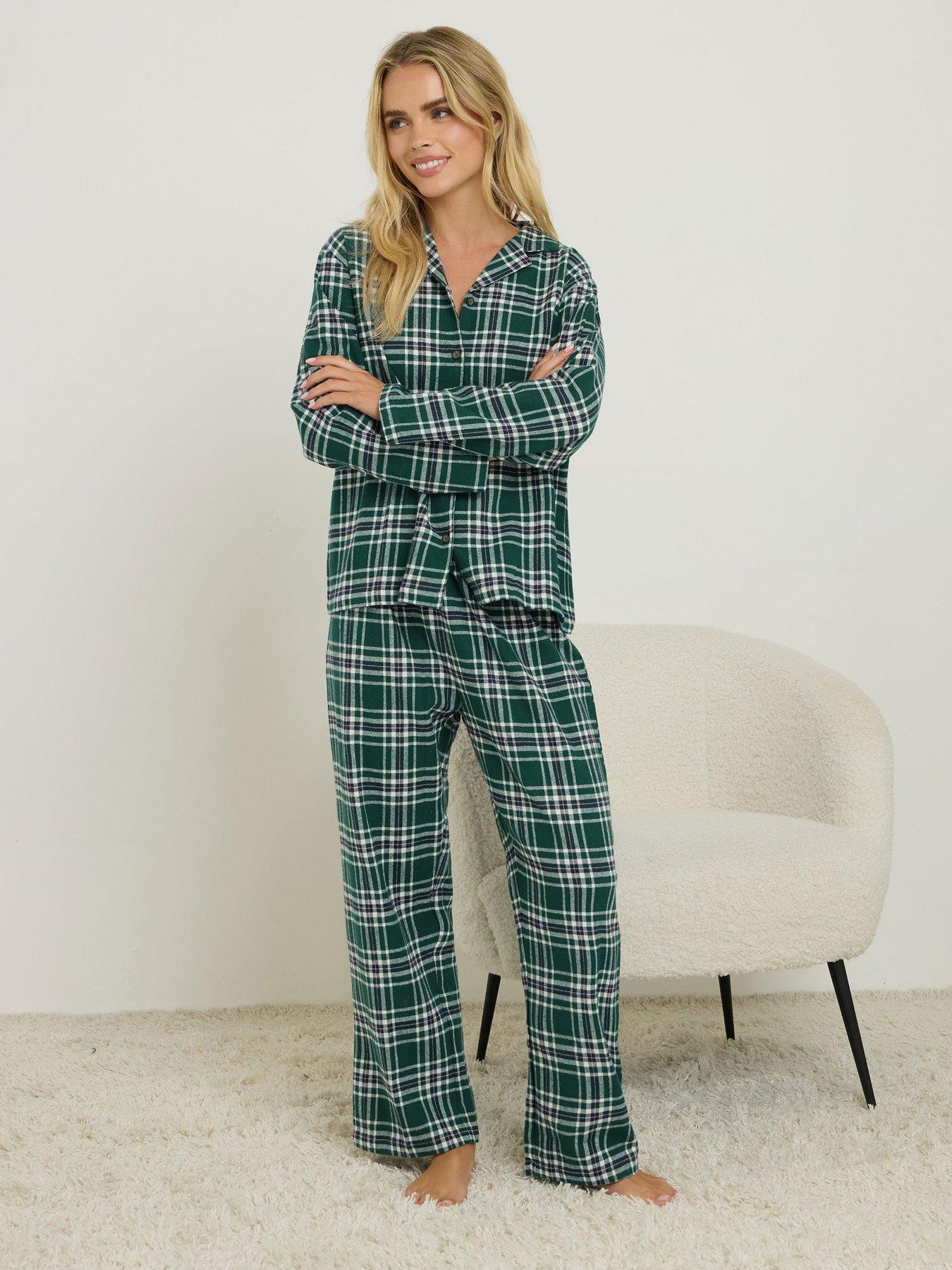 image of pixiegirl-petite-check-pj-set-green