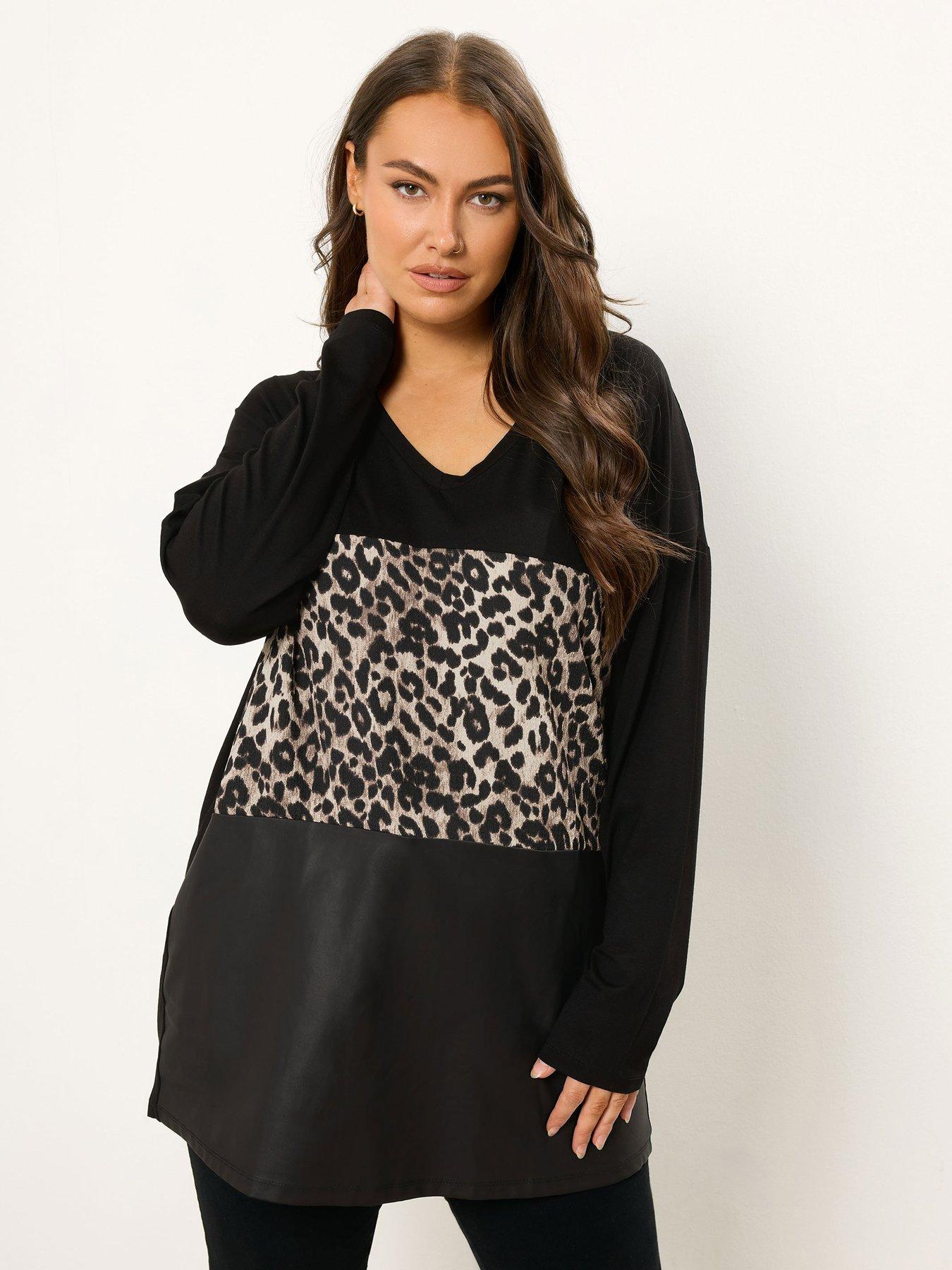 Image 1 of 4 of Yours Curve Leopard Pu Block Jumper