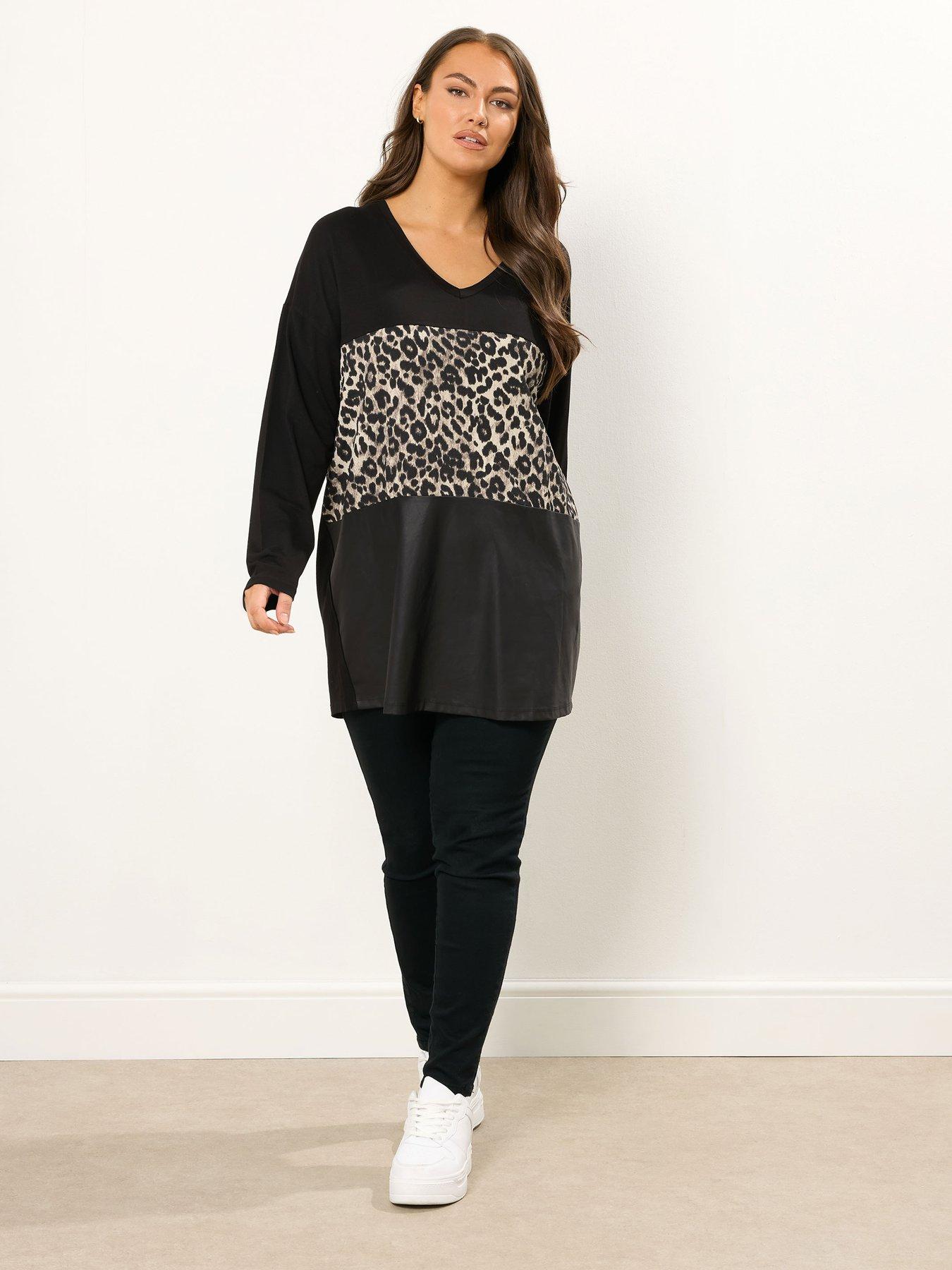 Image 3 of 4 of Yours Curve Leopard Pu Block Jumper