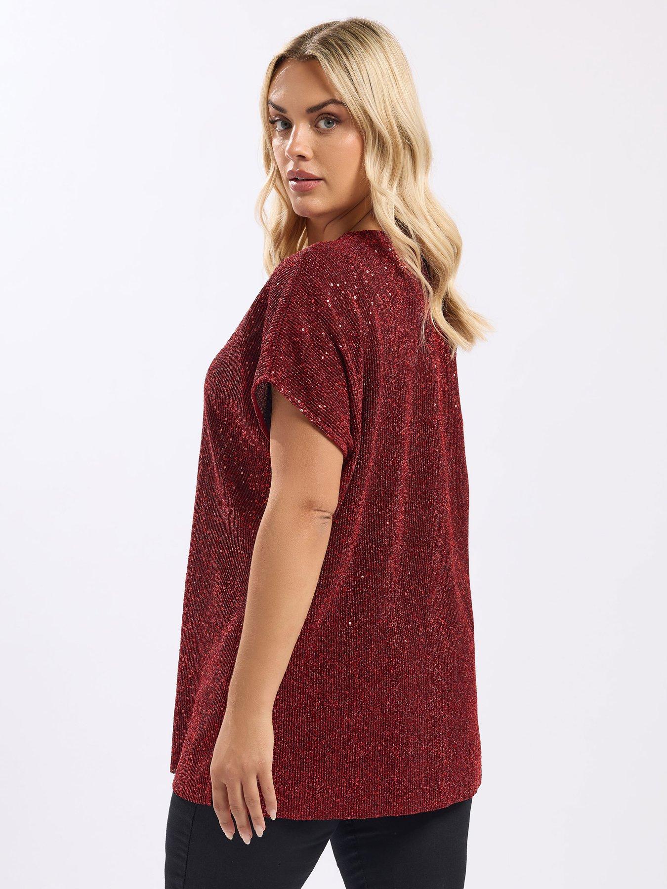  image of yours-curve-sequin-t-shirt-red
