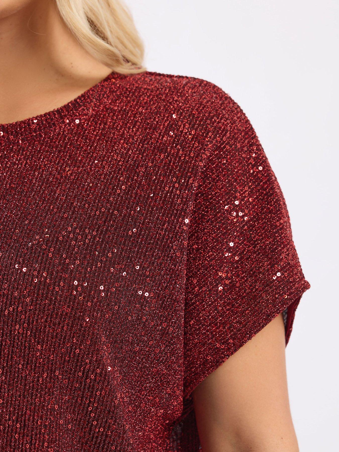  image of yours-curve-sequin-t-shirt-red