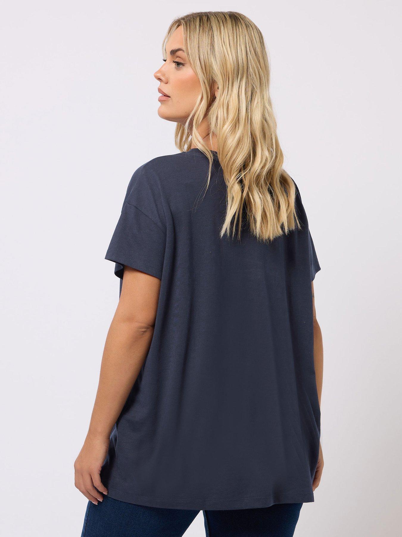  image of yours-curve-placement-print-t-shirt-blue