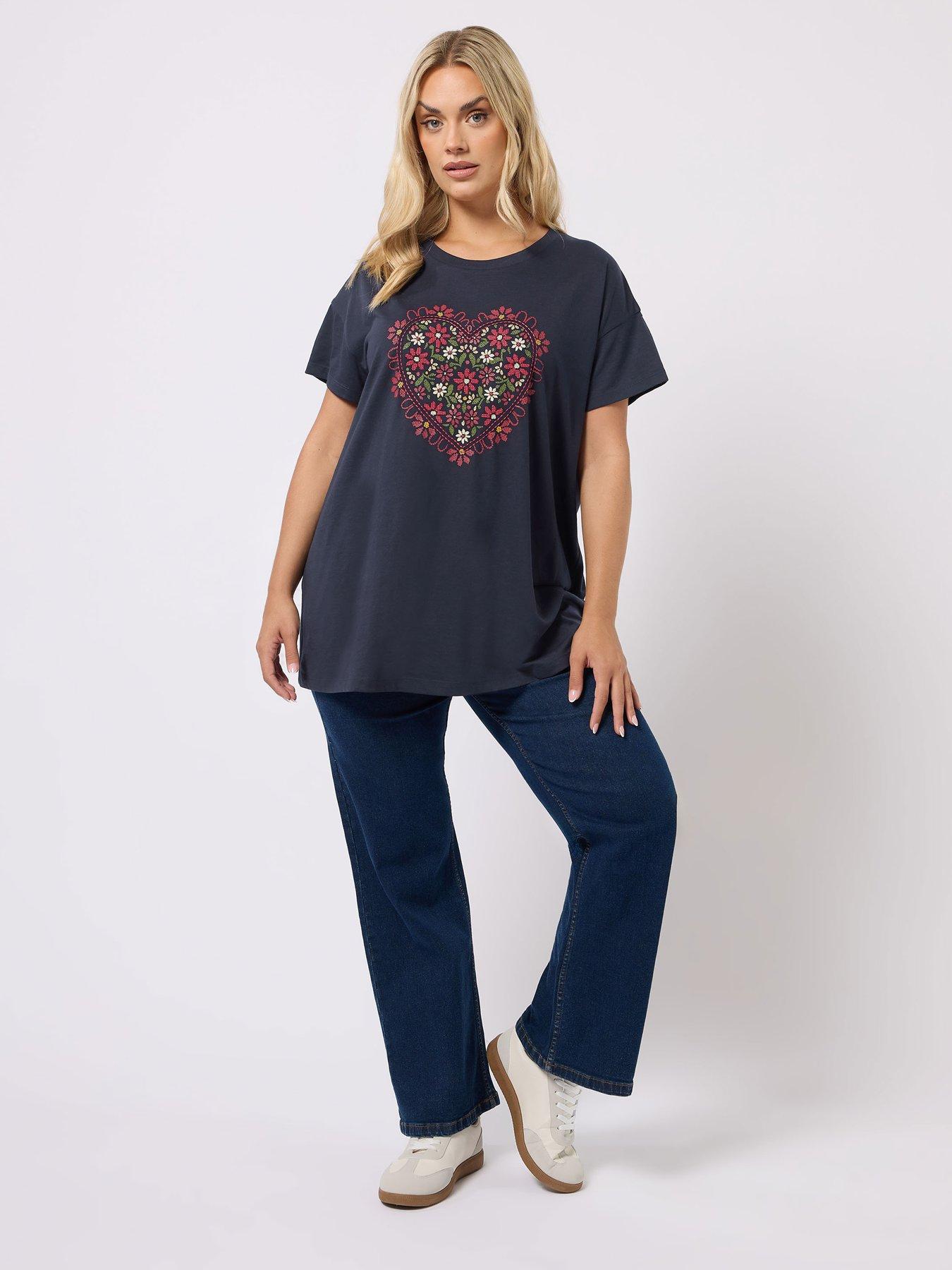  image of yours-curve-placement-print-t-shirt-blue