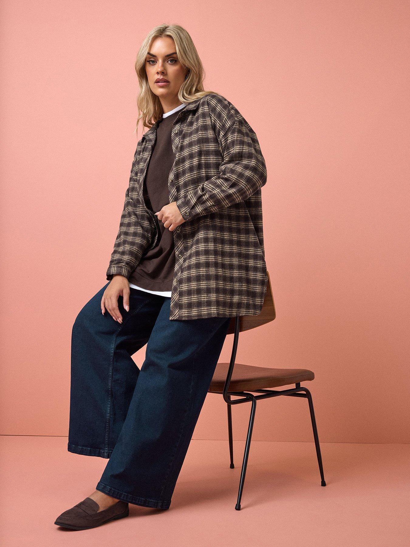 yours-curve-check-shirt-brown