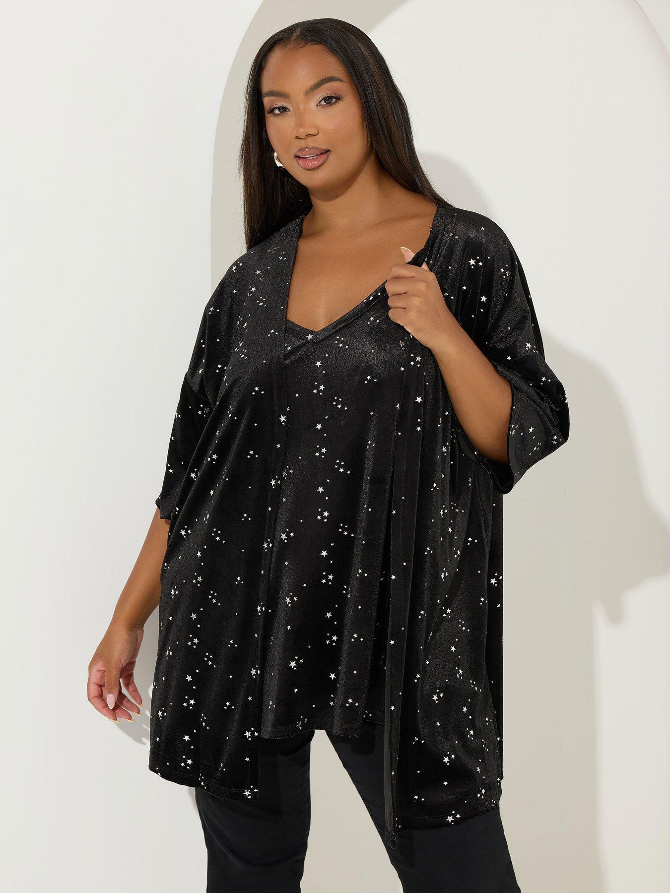 undefined Curve Velour Star Cover Up - Black