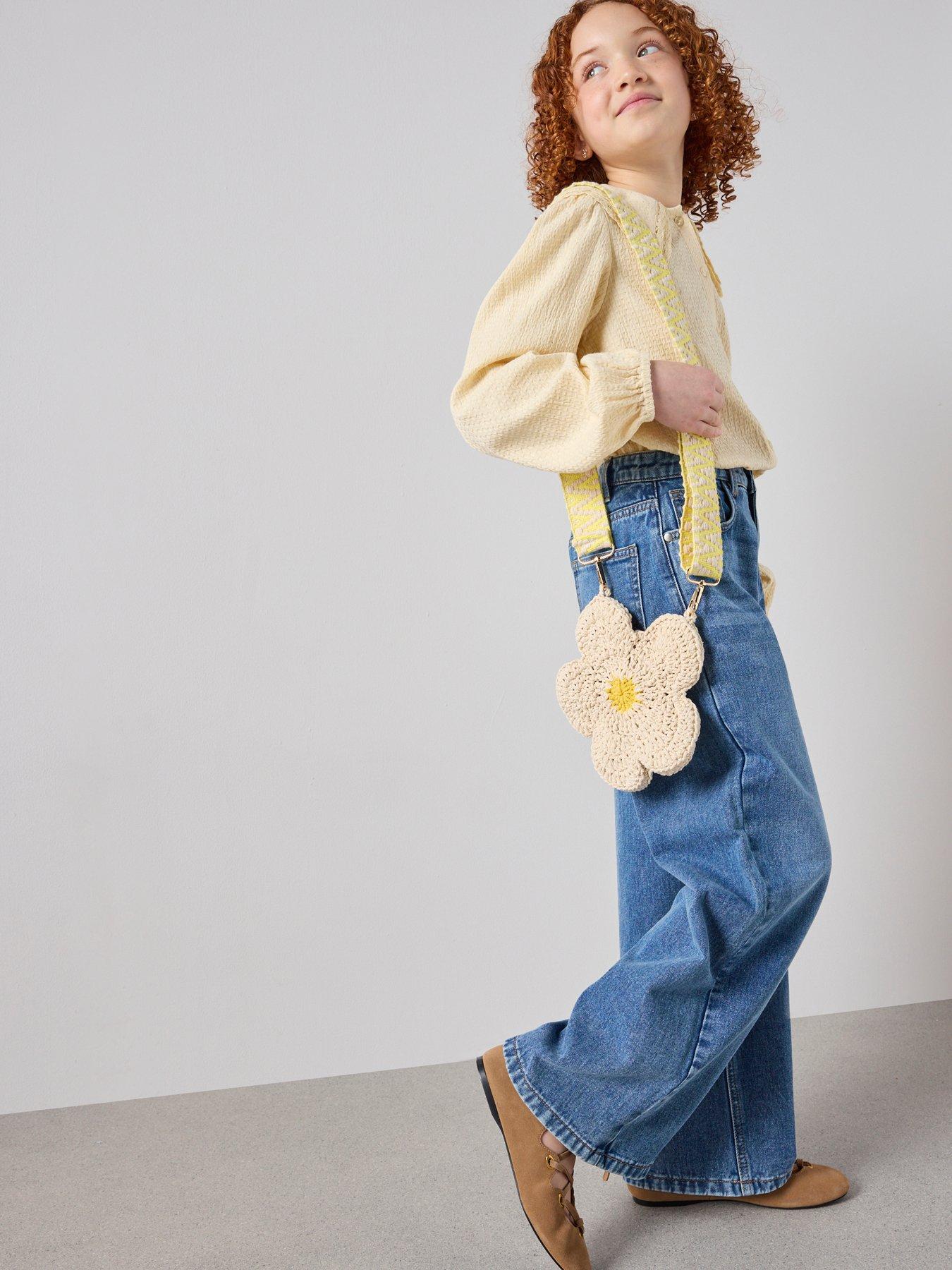 Image 3 of 7 of The Very Collection Girls Textured Double Collar Long Sleeve Shirt - Lemon