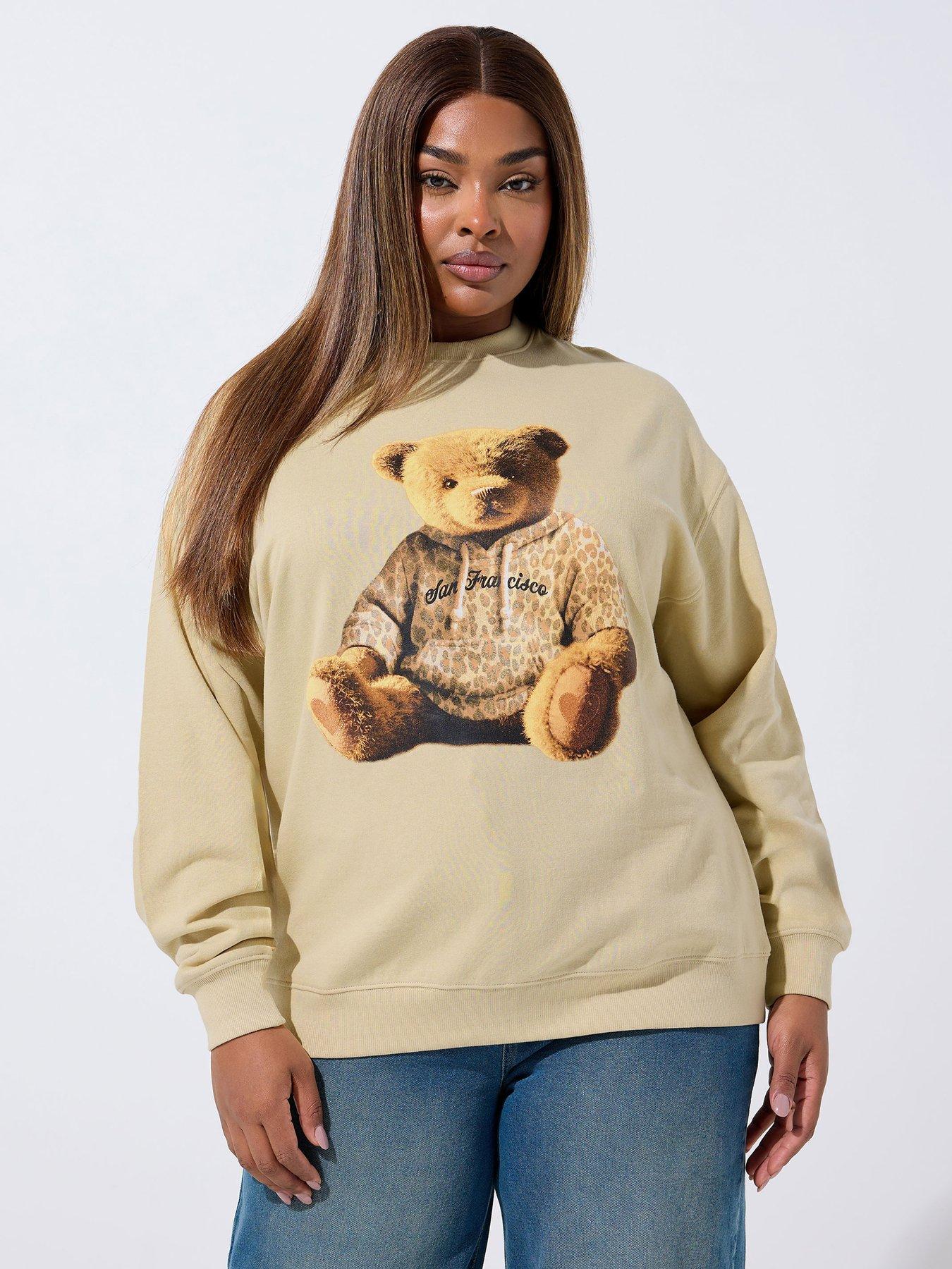 Yours Curve Teddy Hooded Sweatshirt - Natural