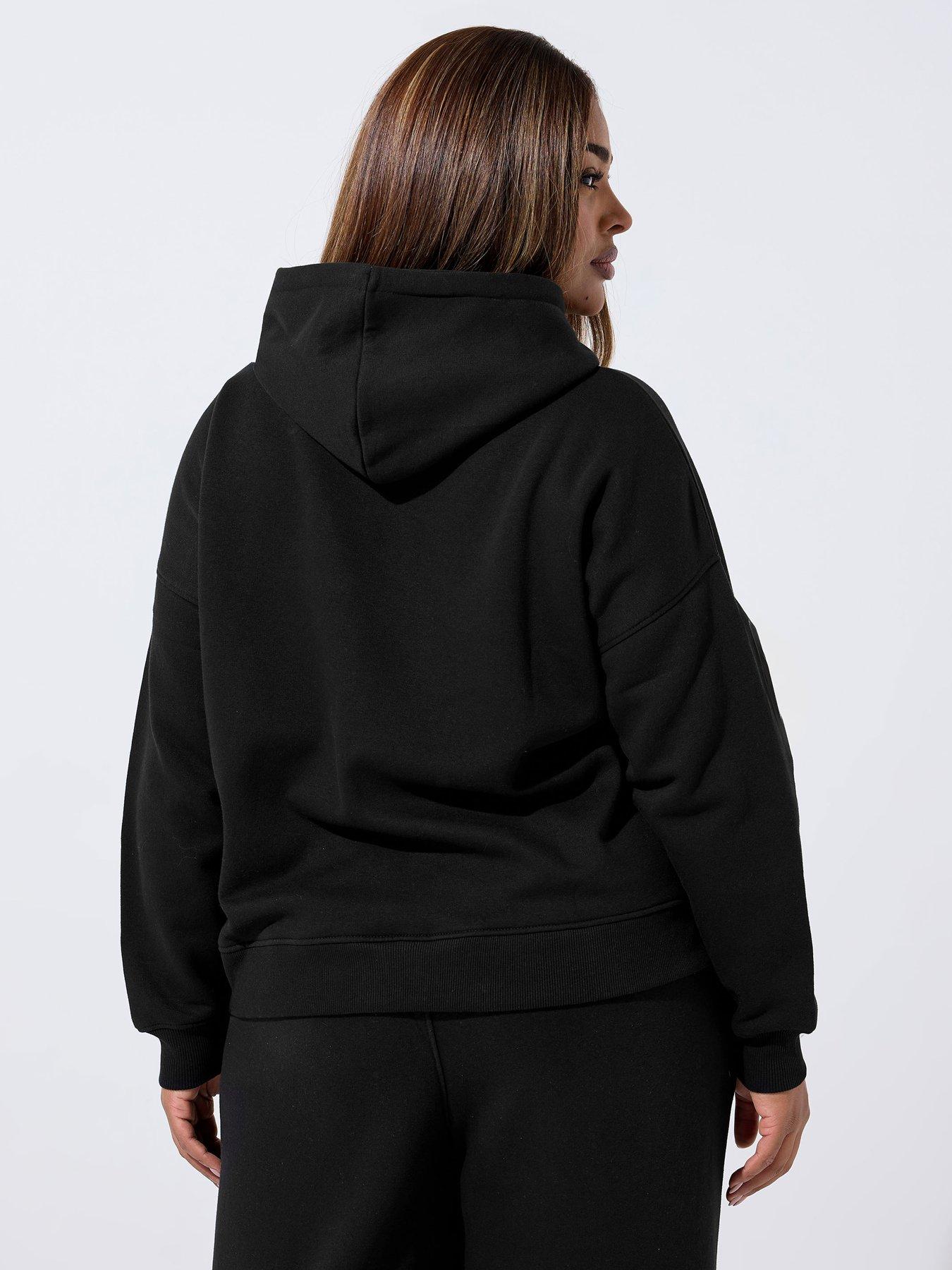  image of yours-curve-printed-badge-hoodie-black