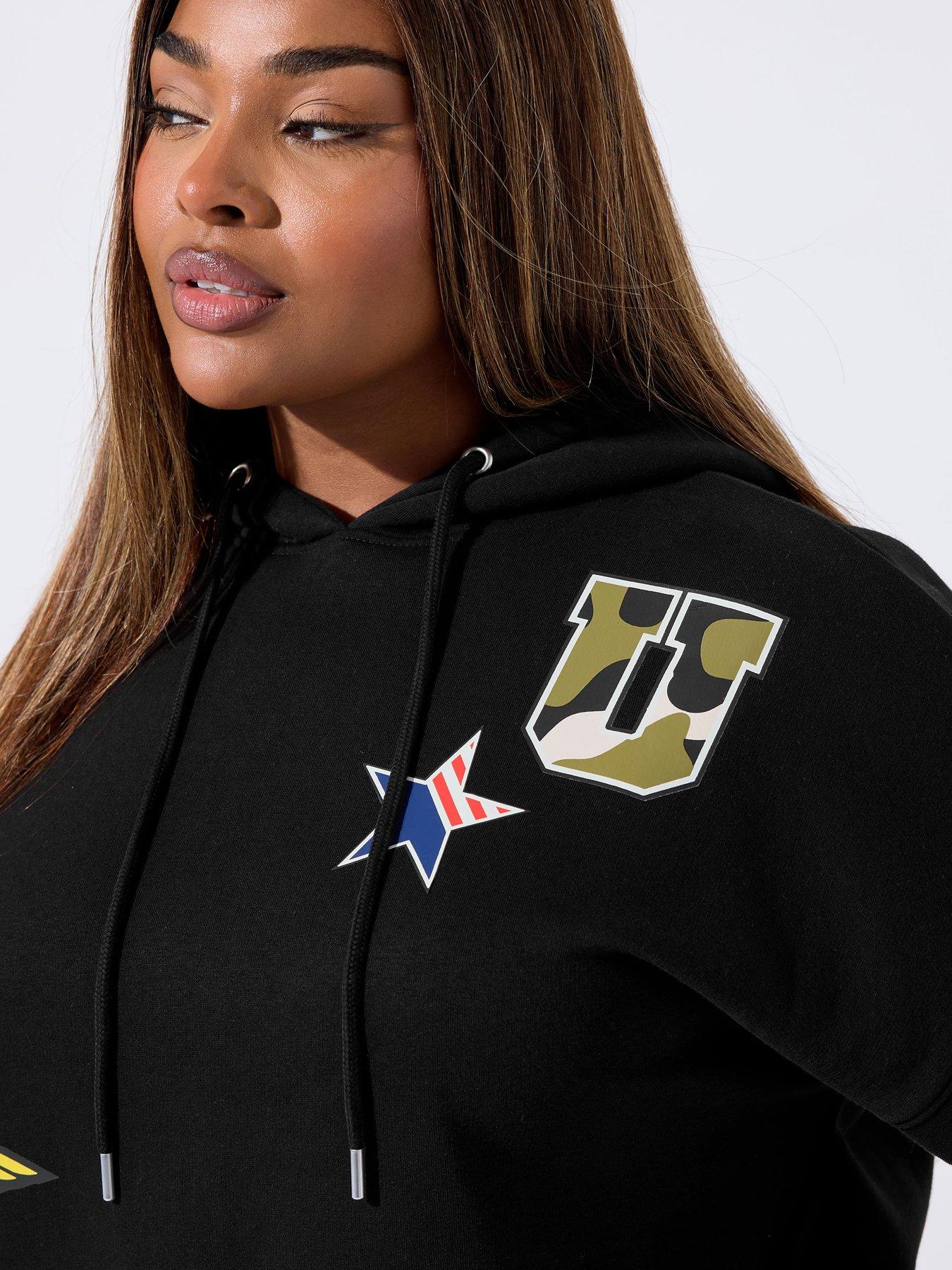  image of yours-curve-printed-badge-hoodie-black