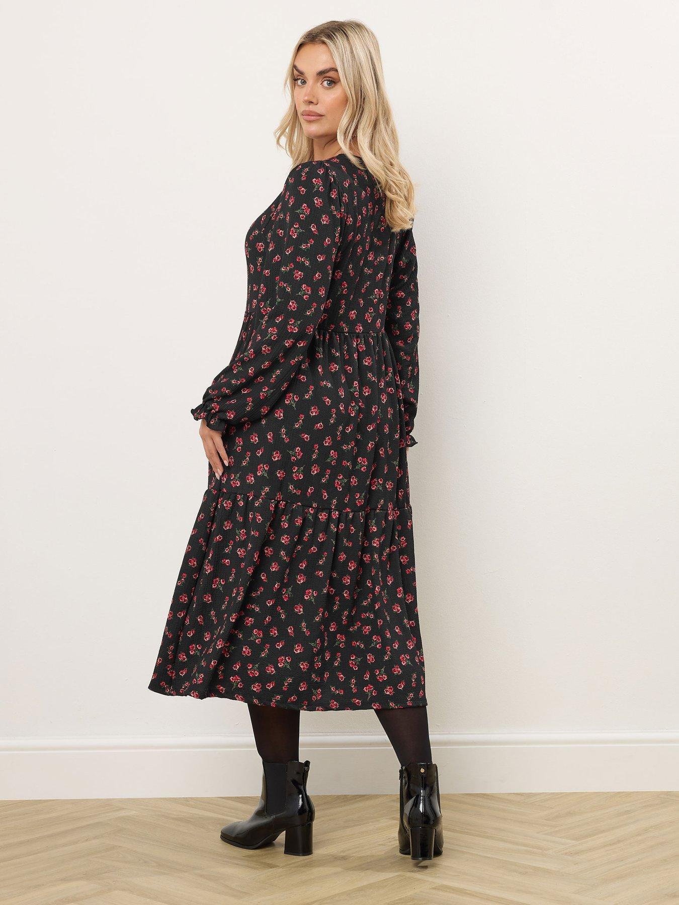  image of yours-curve-texture-midaxi-dress-black