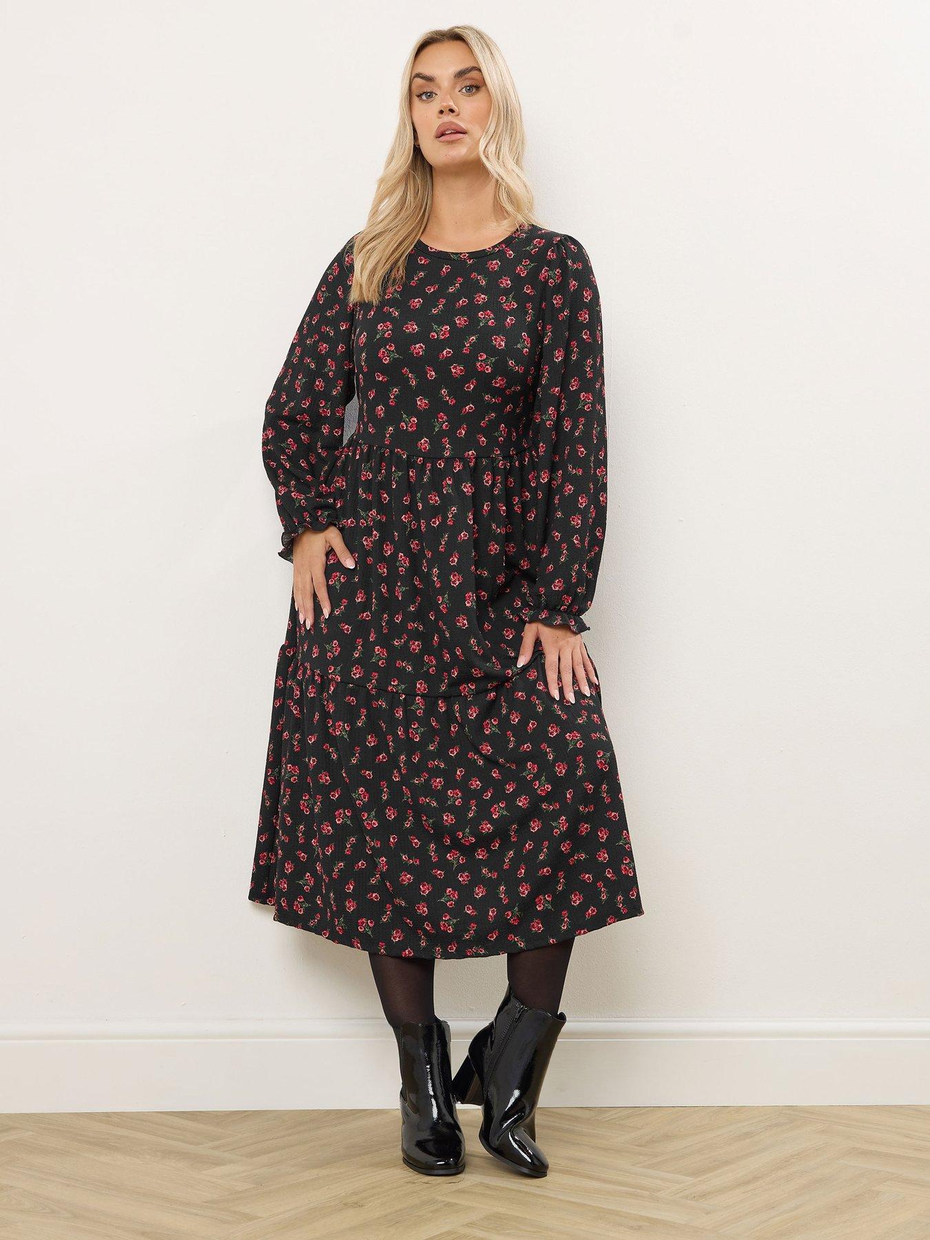  image of yours-curve-texture-midaxi-dress-black