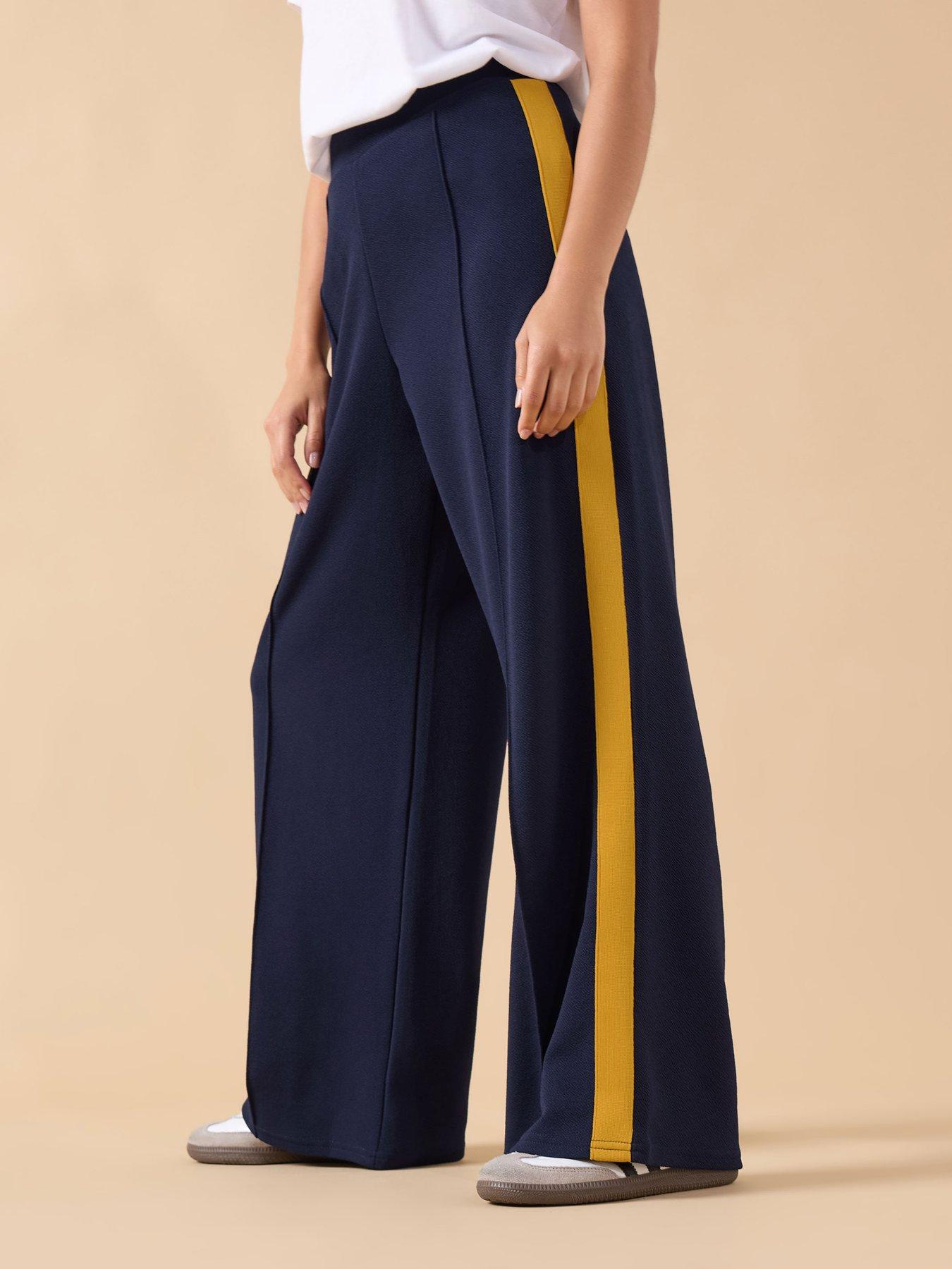 PixieGirl Petite Side Stripe Wide Leg Trouser - Blue