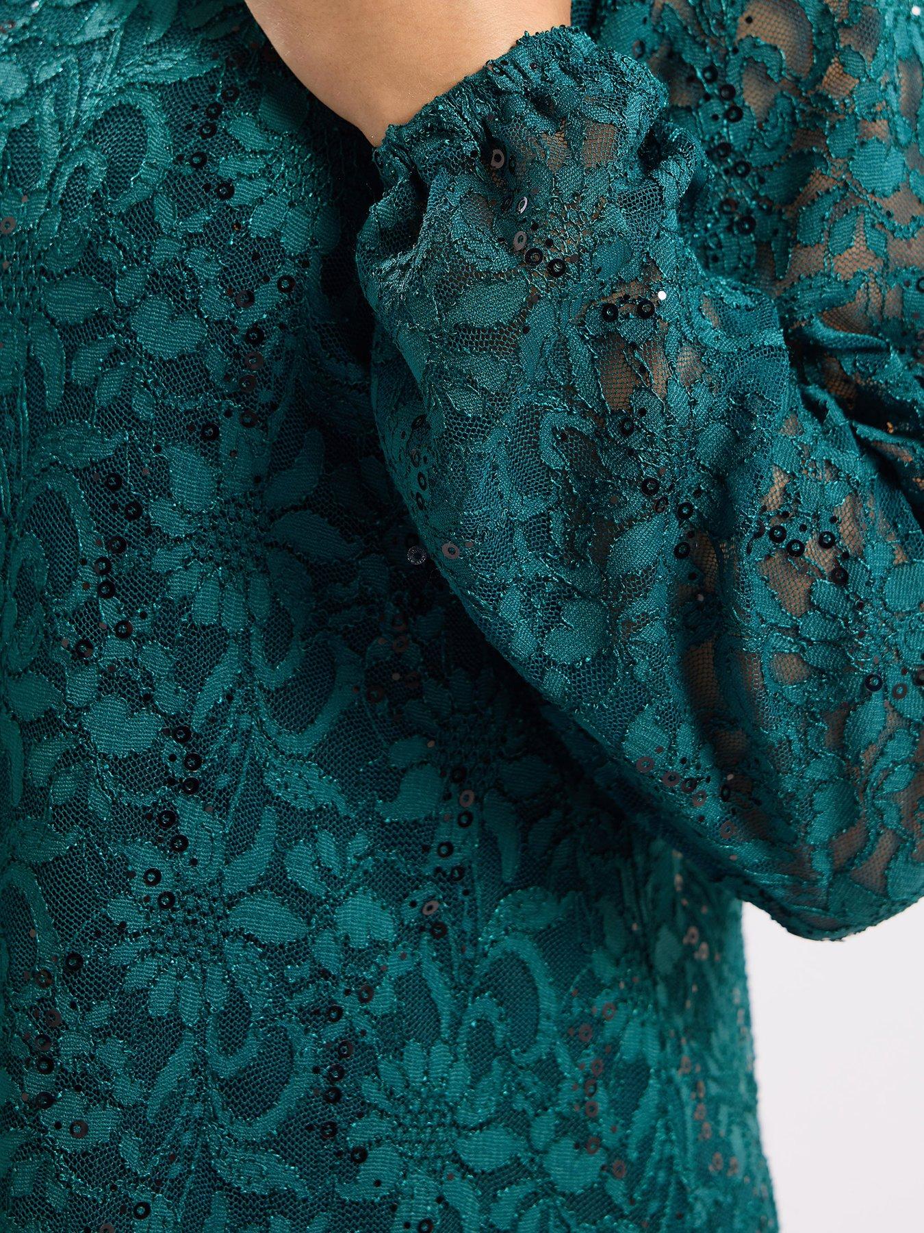  image of yours-curve-long-sleeve-lace-dress-blue