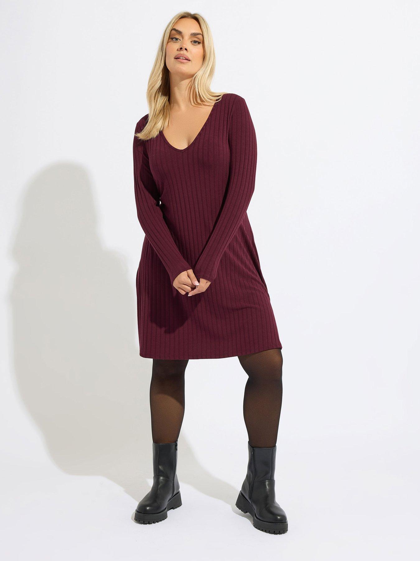 Yours Curve Short Flare Dress - Red