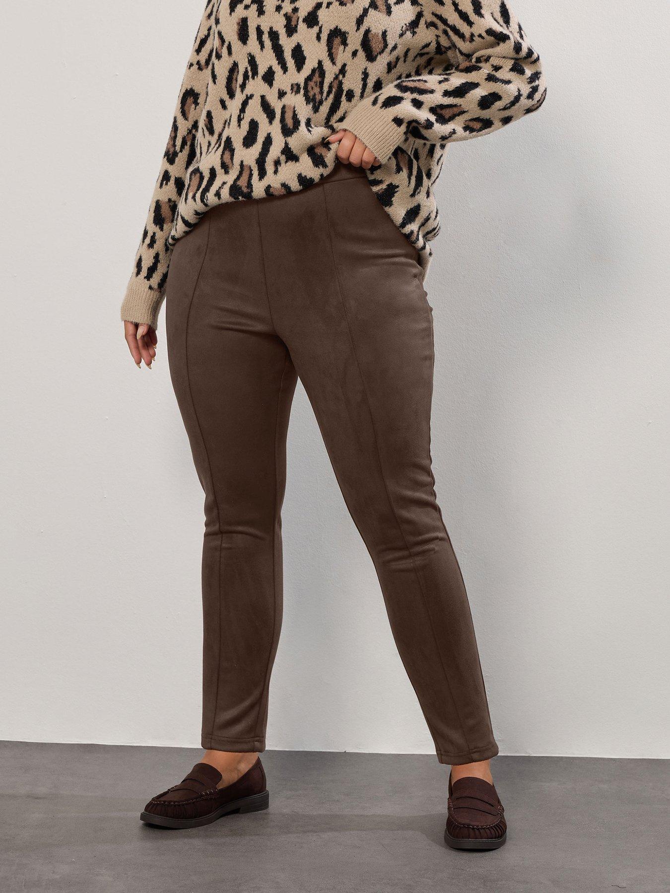 yours-curve-suedette-legging-brown