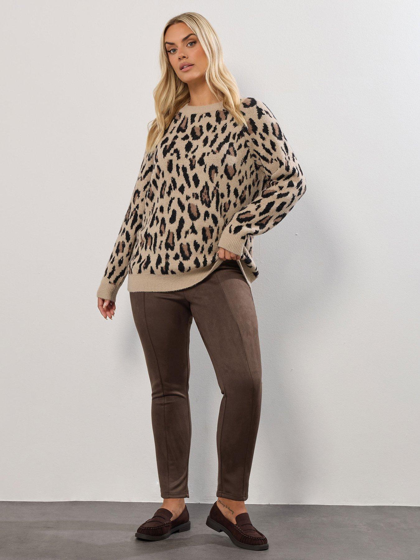 Image 4 of 4 of Yours Curve Suedette Legging - Brown