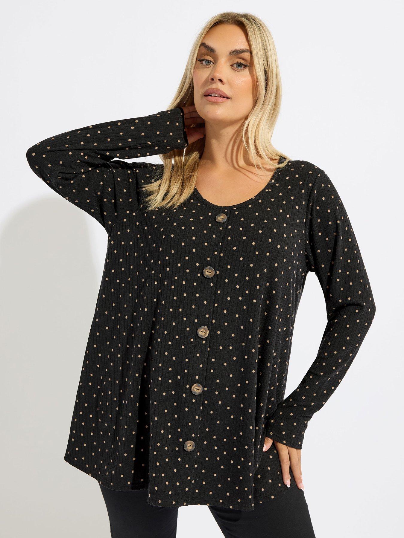 Yours Curve Rib Button Swing Top - Black