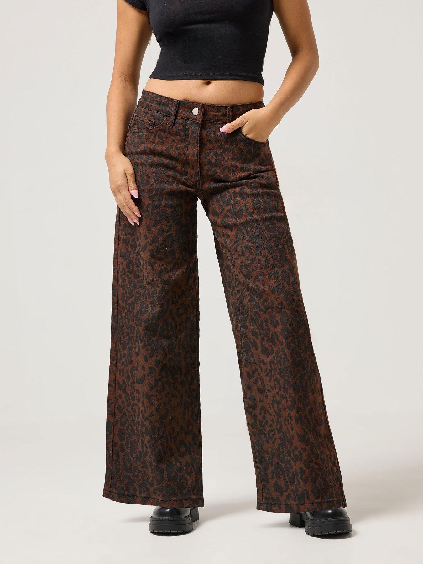 pixiegirl-petite-animal-print-wide-leg-jean-brown