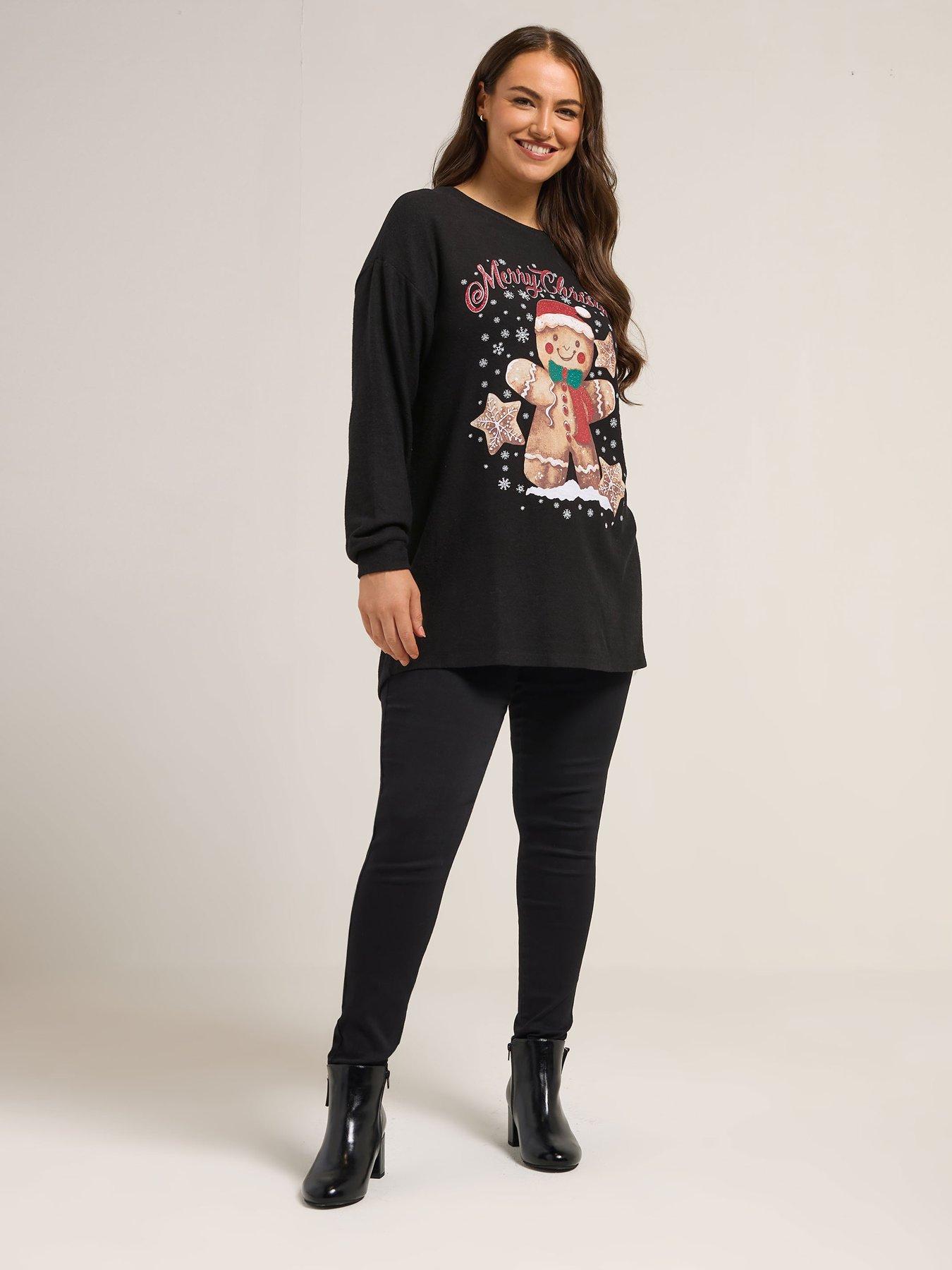Image 3 of 4 of Yours Curve Gingerbread Man Jumper - Black