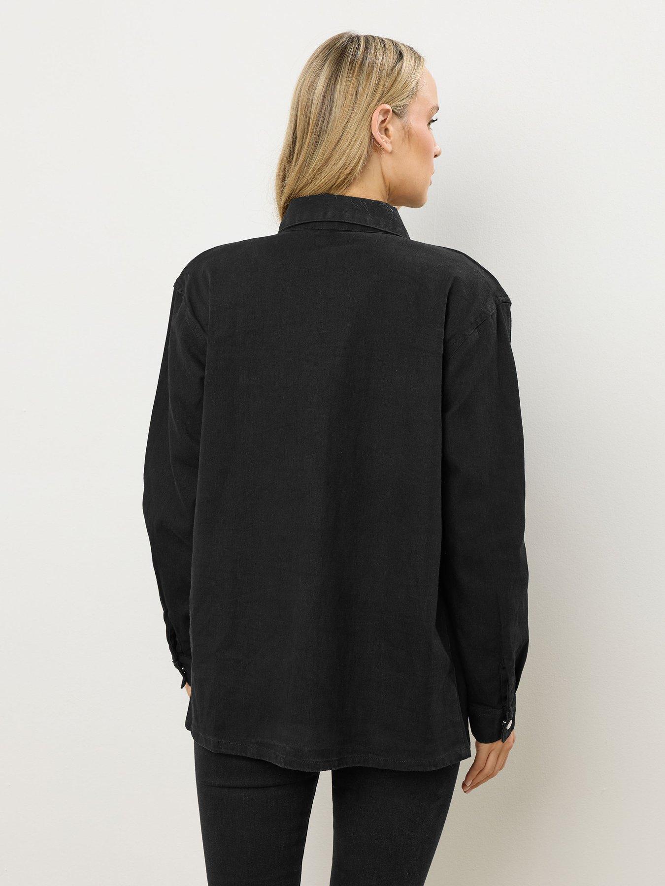 Image 2 of 4 of Long Tall Sally Mid Wash Denim Shirt - Black
